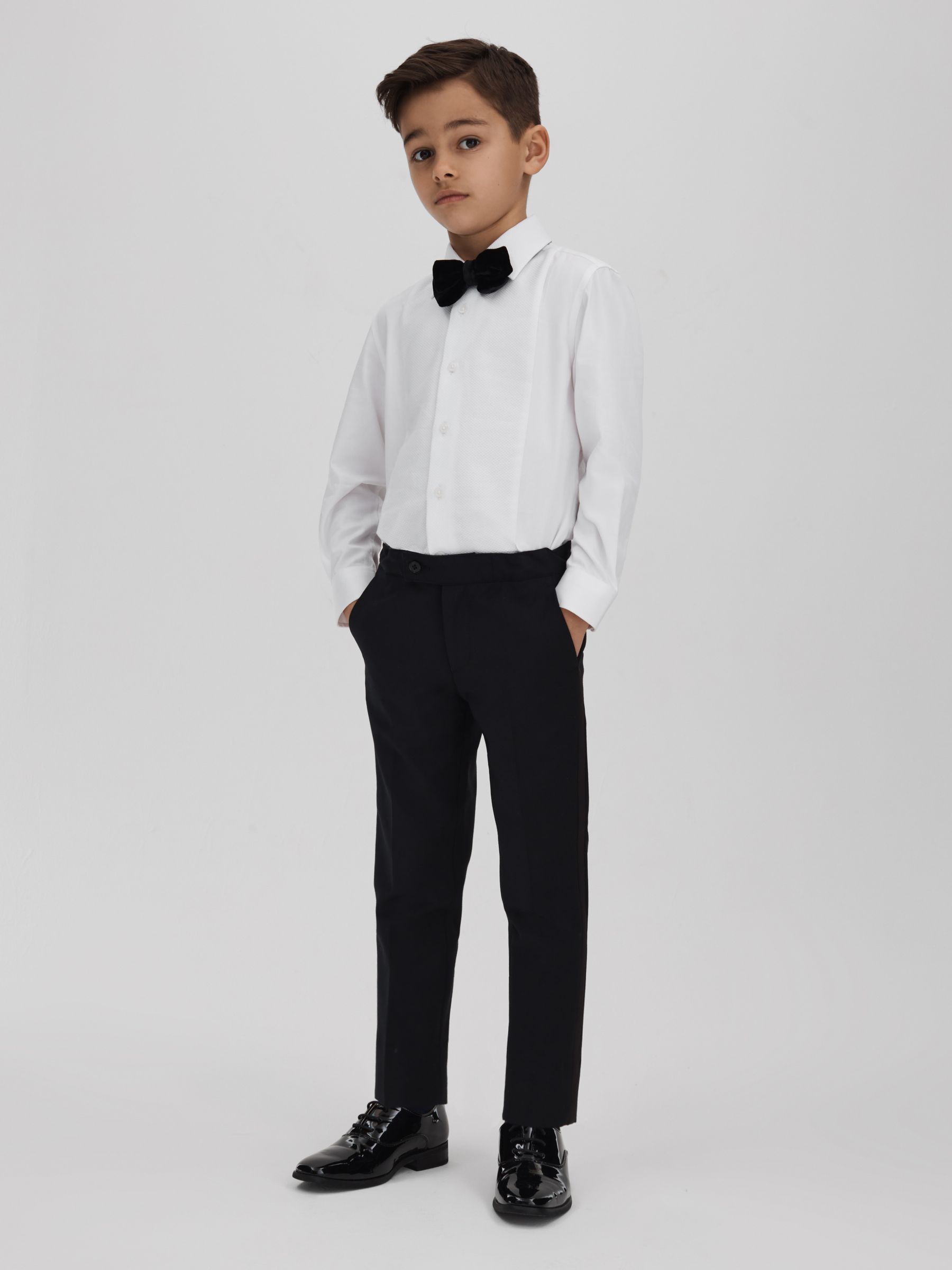 9-14 yrs Slim Fit Textured Bib Dinner Shirt in White