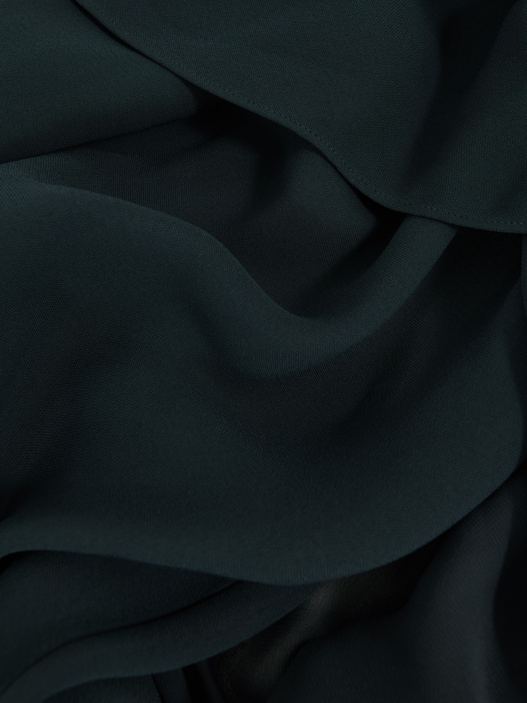 Petite Crepe Cape Maxi Dress in Teal Green