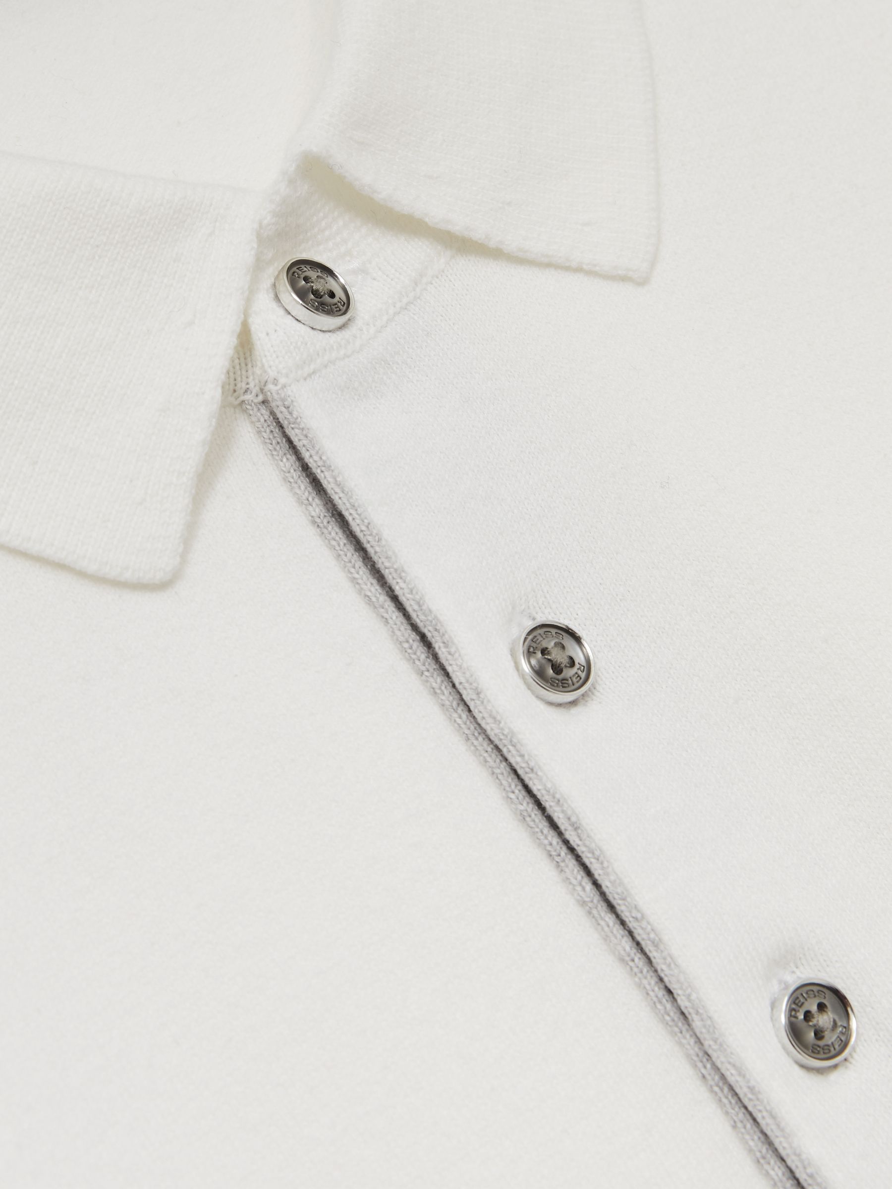 Contrast-Placket Polo Shirt With Cotton in White