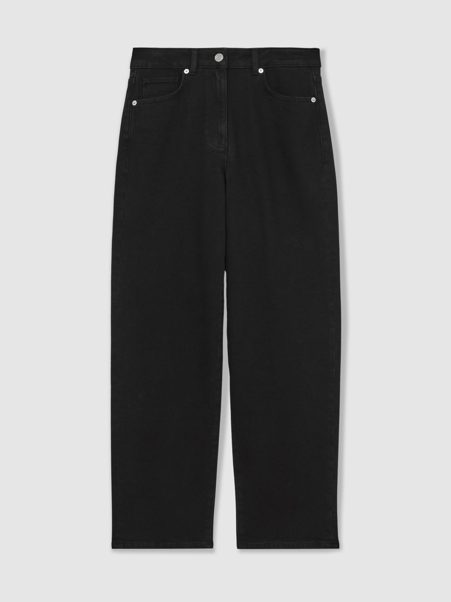 Mid Rise Straight Leg Jeans in Black