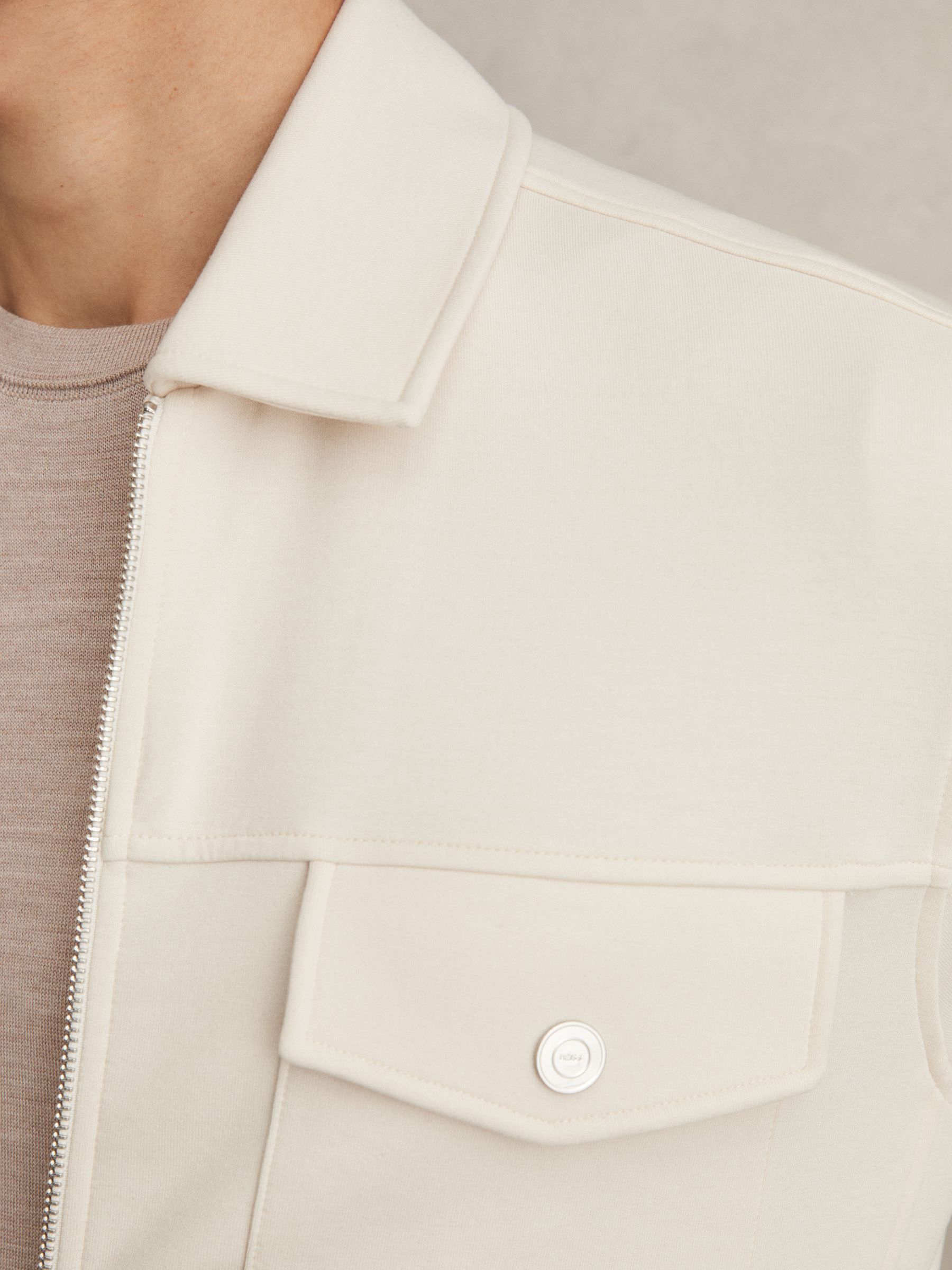 Interlock Zip-Through Overshirt in Off White