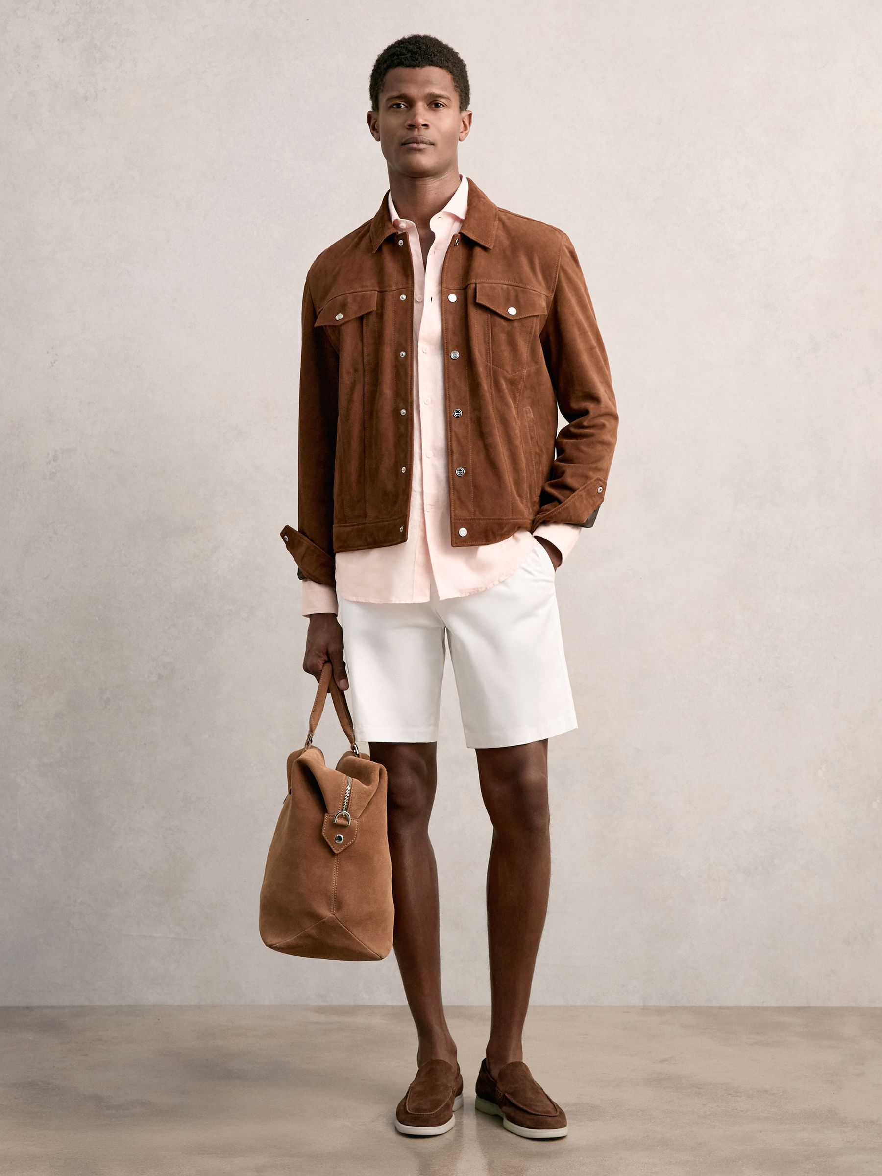 Cotton Chino Shorts with Stretch in White