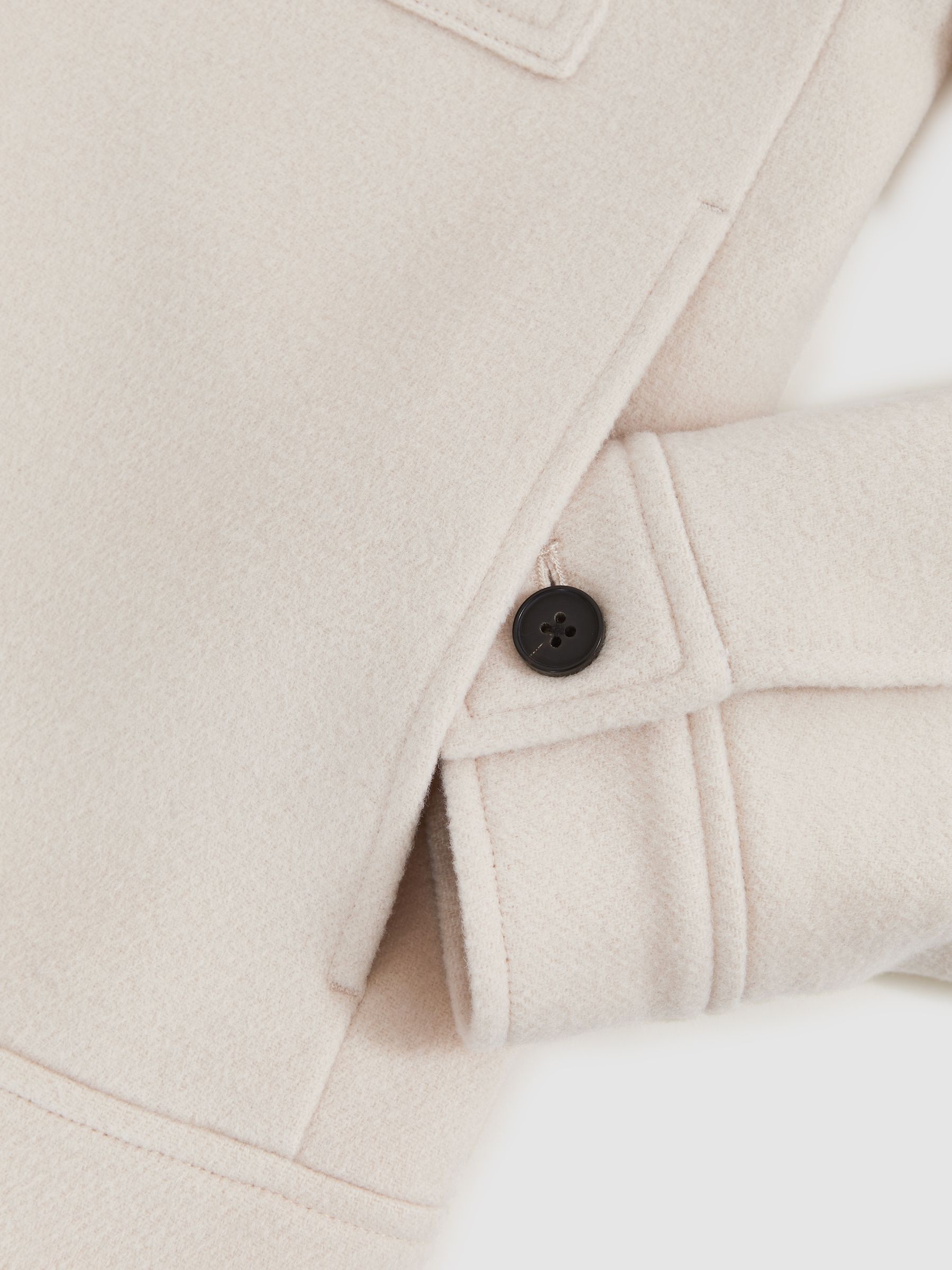 Wool Blend Twin Pocket Zipped Jacket in Ivory