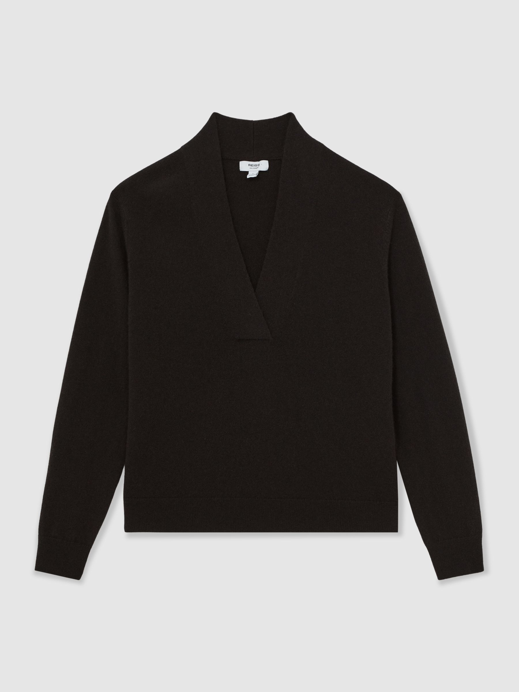 Cashmere V-Neck Jumper in Chocolate Brown