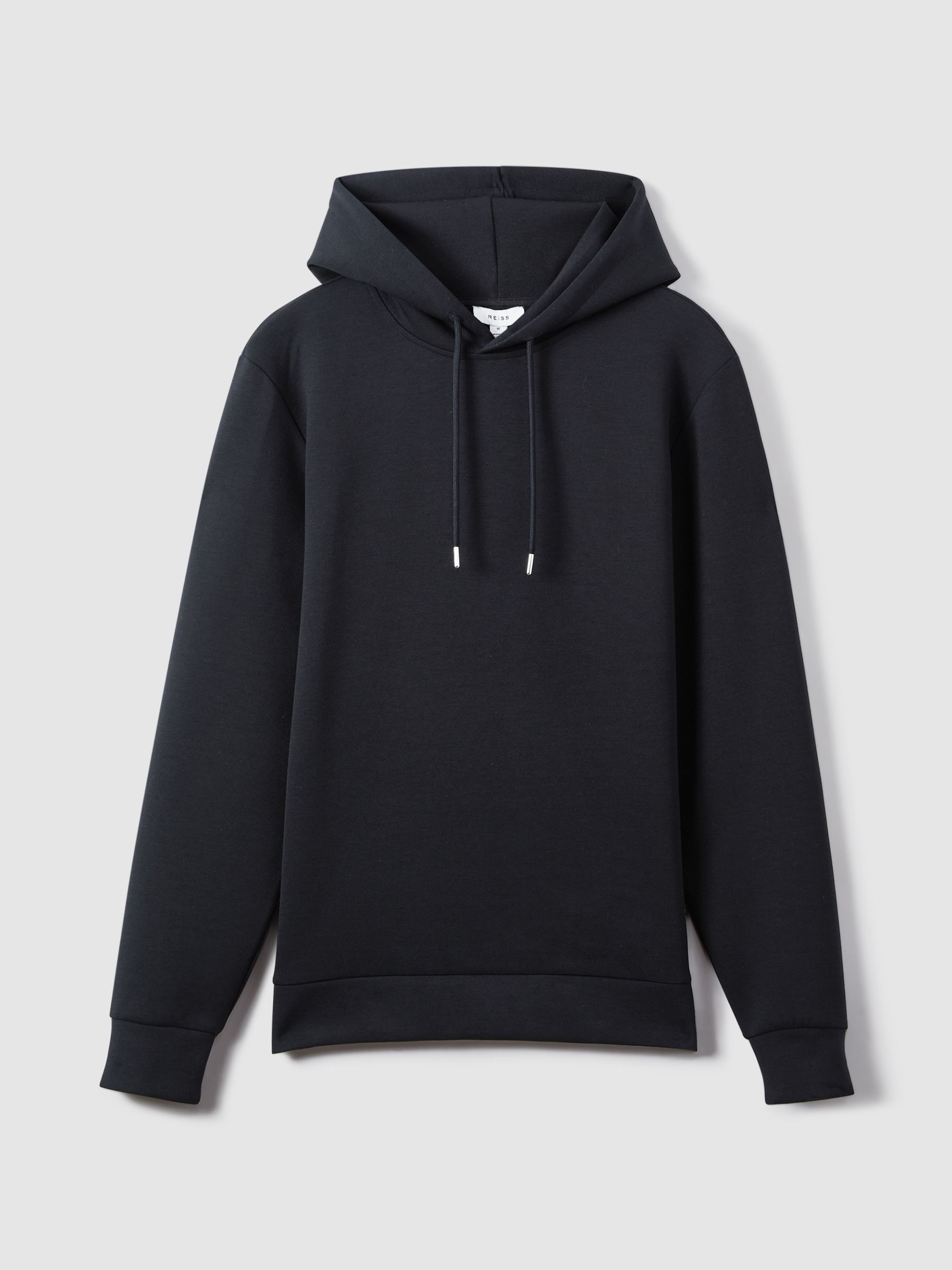 Interlock Jersey Drawstring Hoodie in Navy Blue