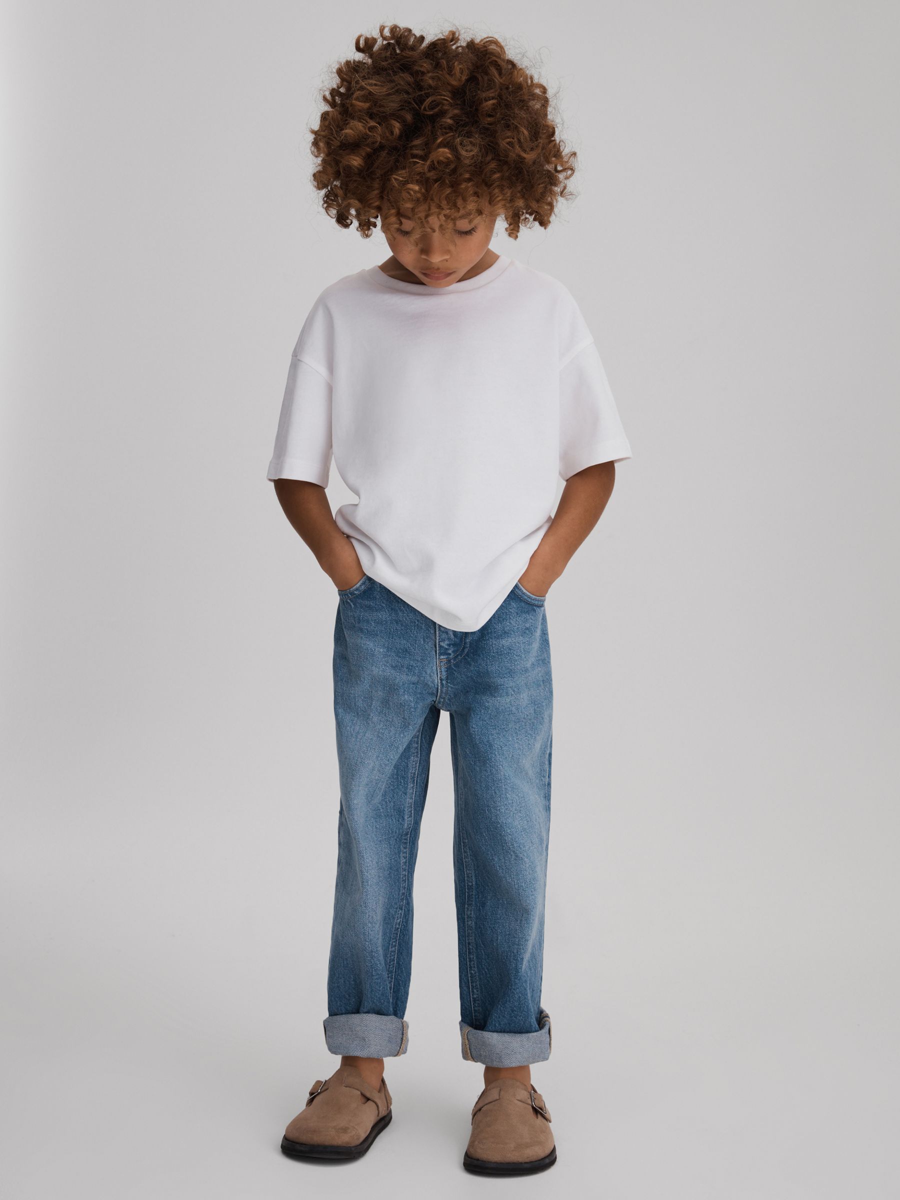 3-9 yrs Loose Fit Adjuster Jeans in Mid Blue