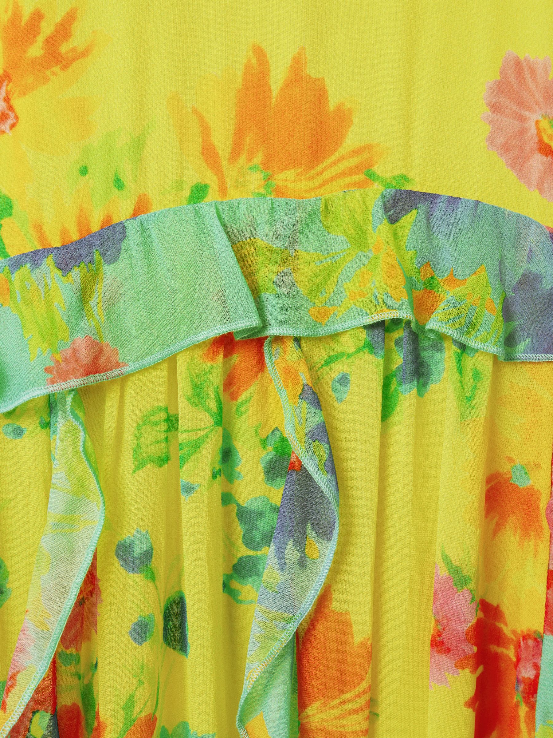 Florere Printed Ruffle Midi Dress in Lime