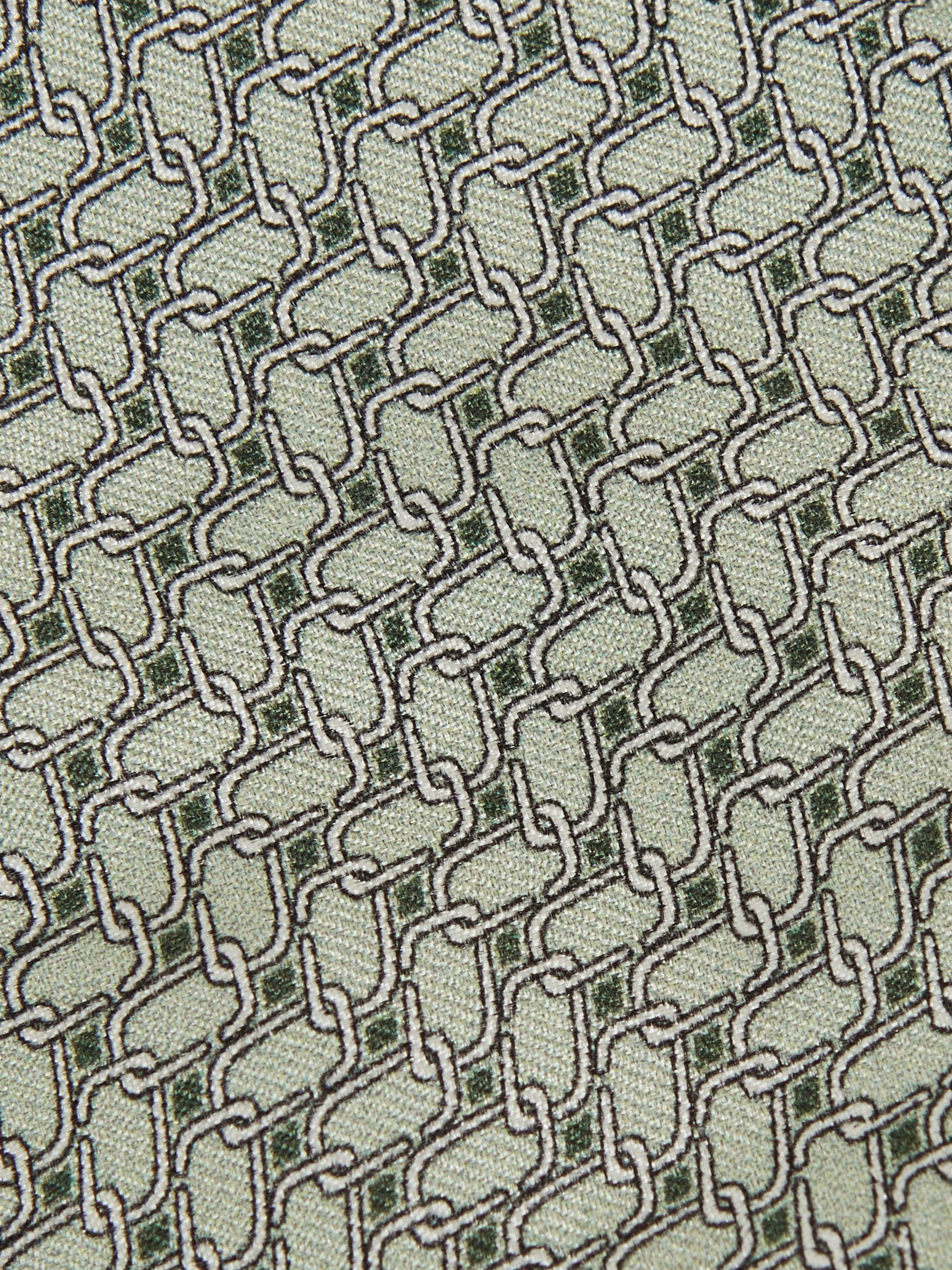 Silk Geometric-Chain Print Tie in Sage