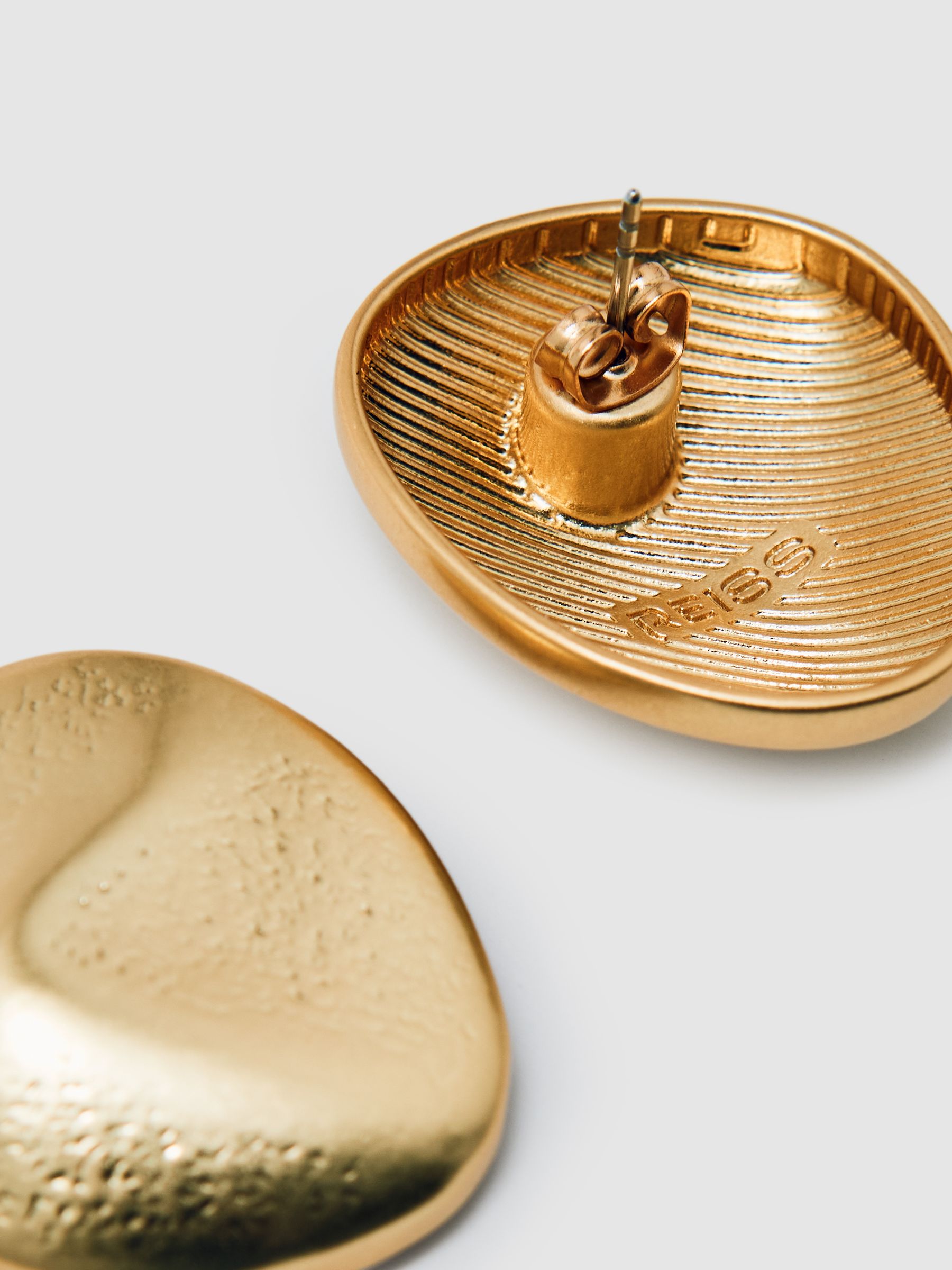 Tone Textured Pebble Earrings in Gold