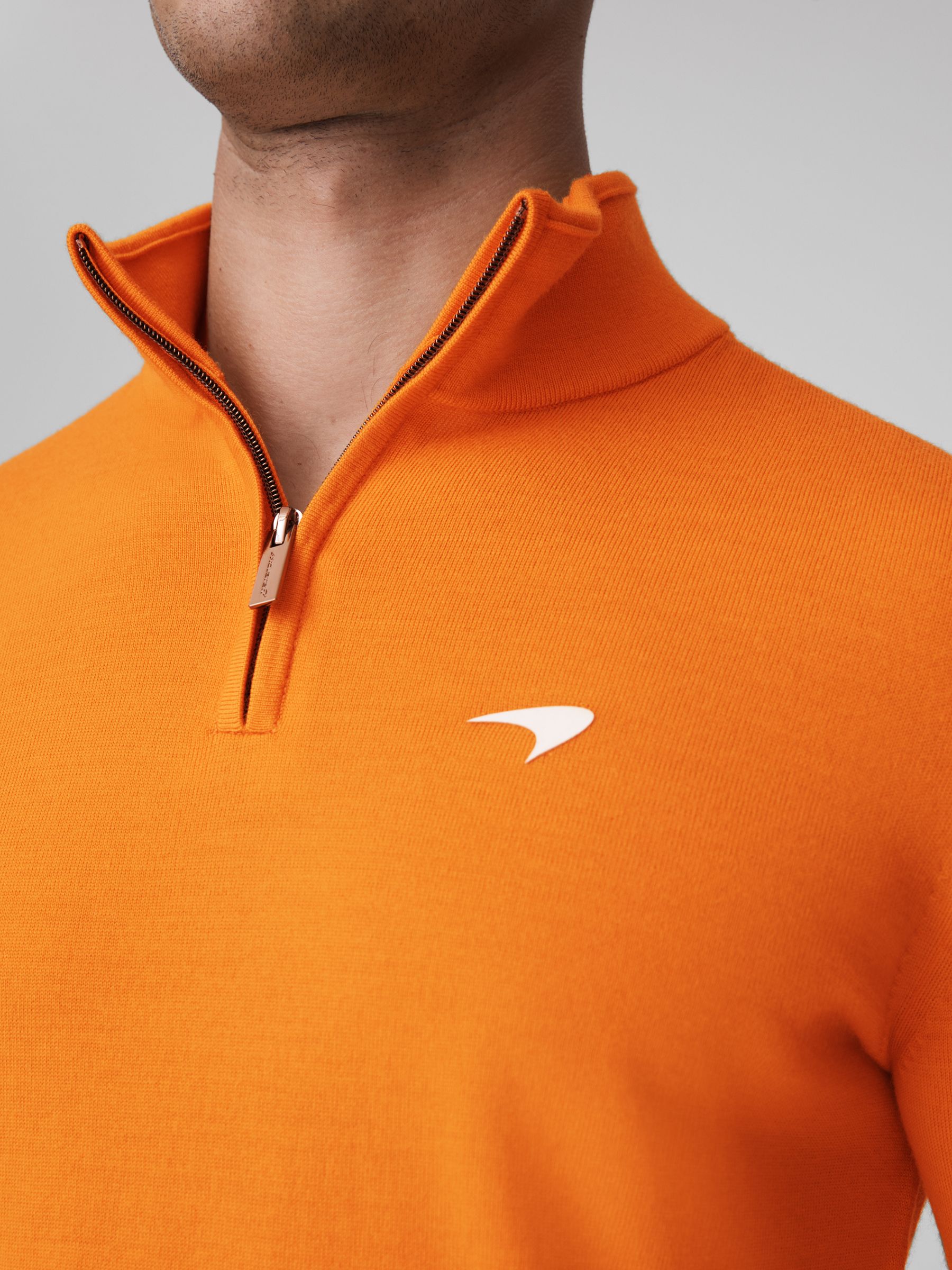 McLaren F1 Merino Half-Zip Funnel Neck Jumper in Papaya
