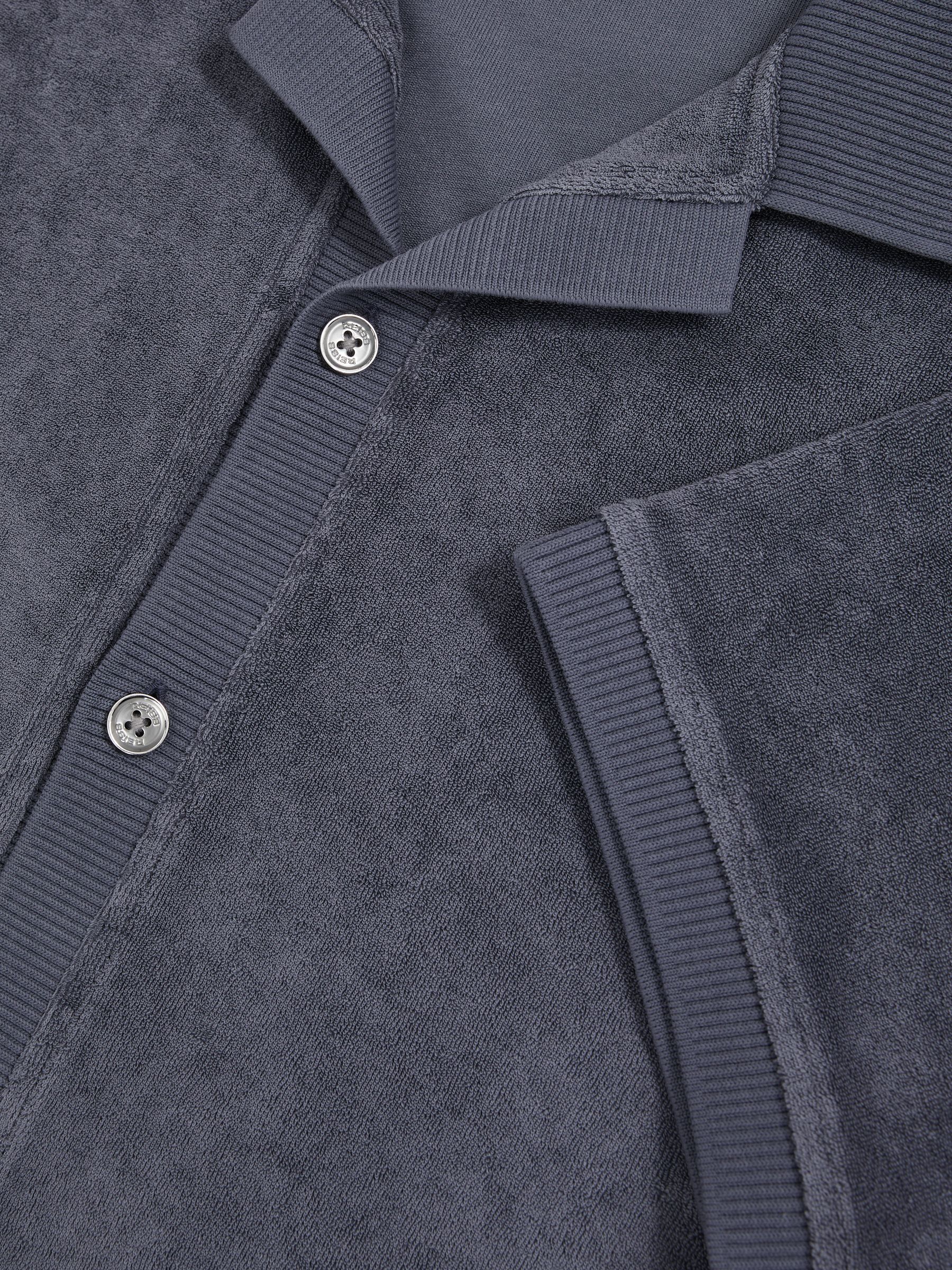 Cotton Blend Towelling Shirt in Airforce Blue