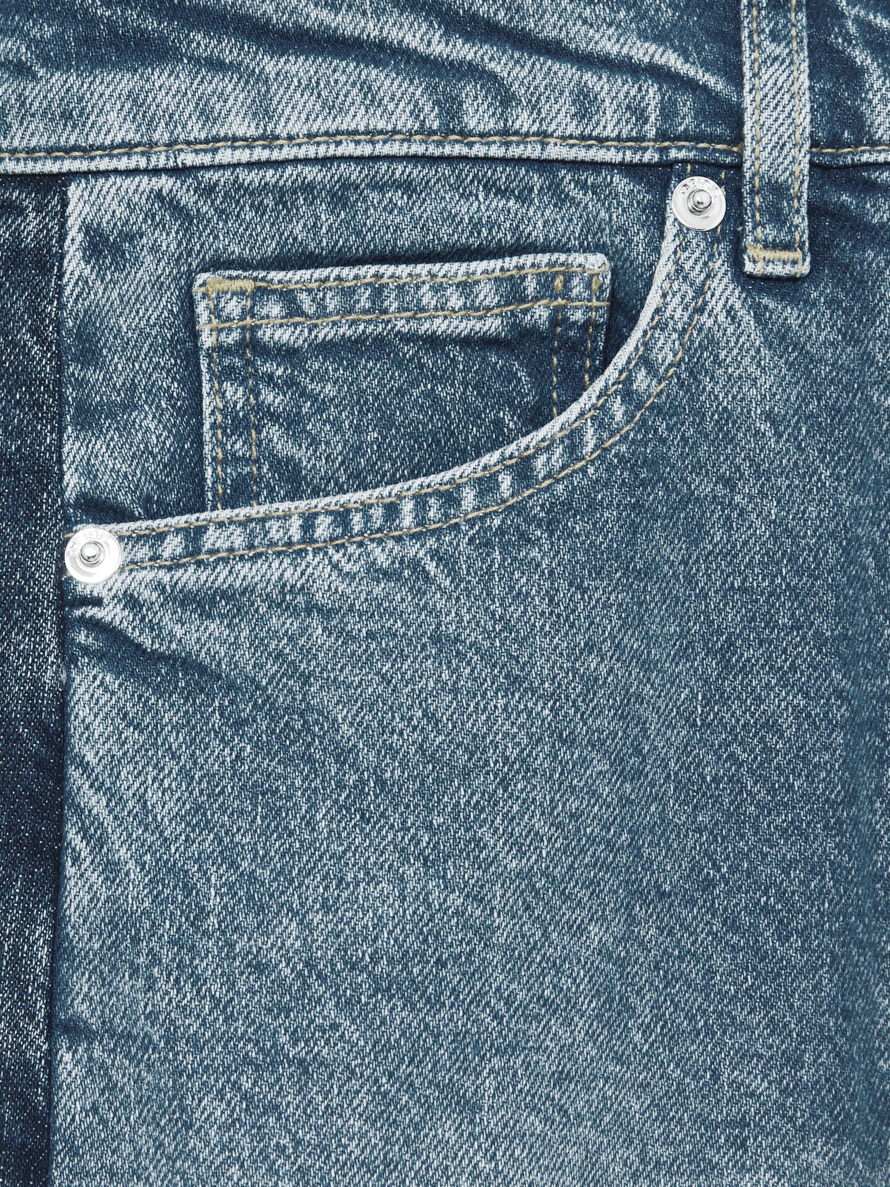 Wide-Leg Contrast-Panel Jeans in Light Blue