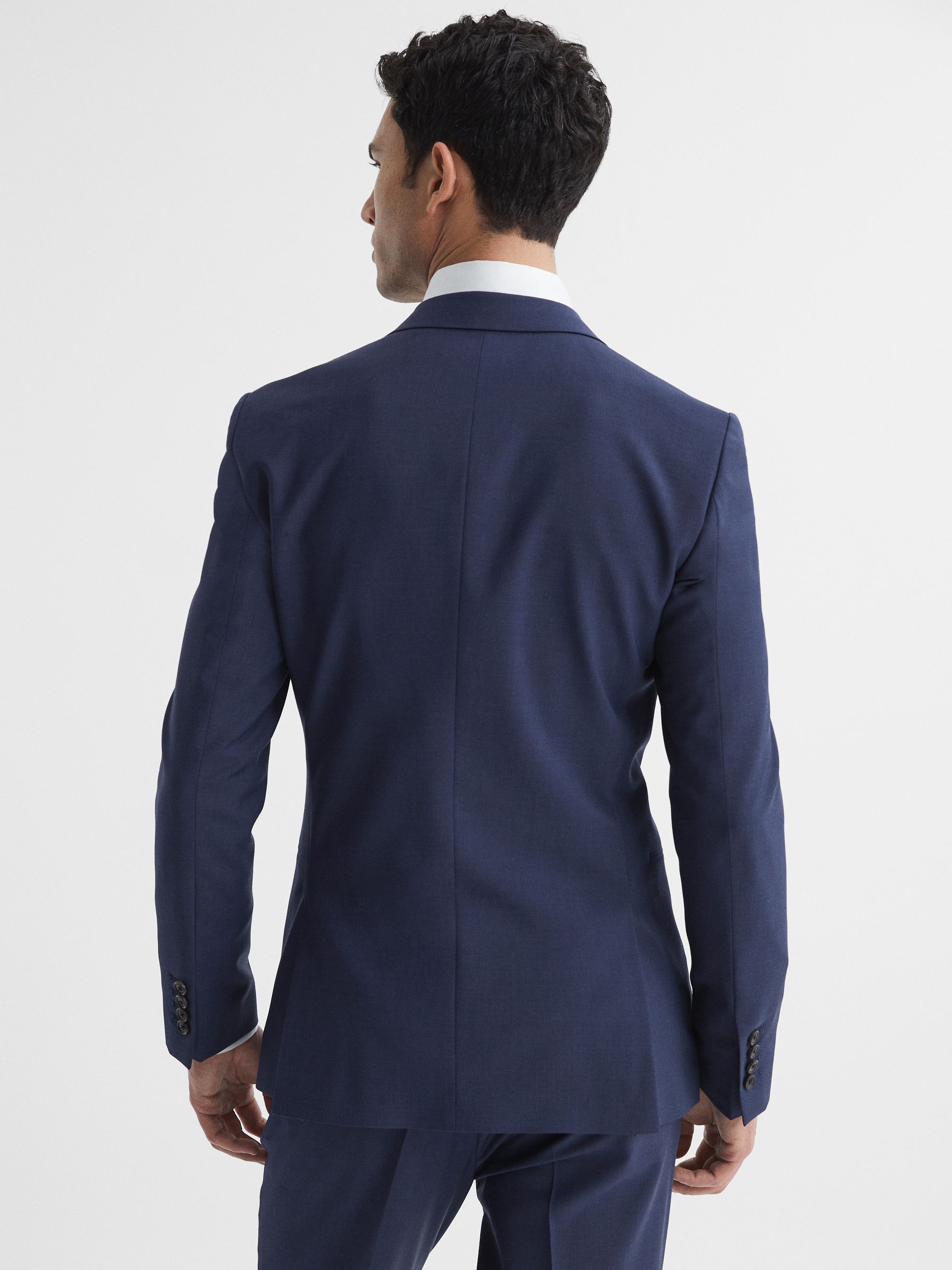 Slim Fit Single Breasted Wool Blend Blazer in Bright Blue