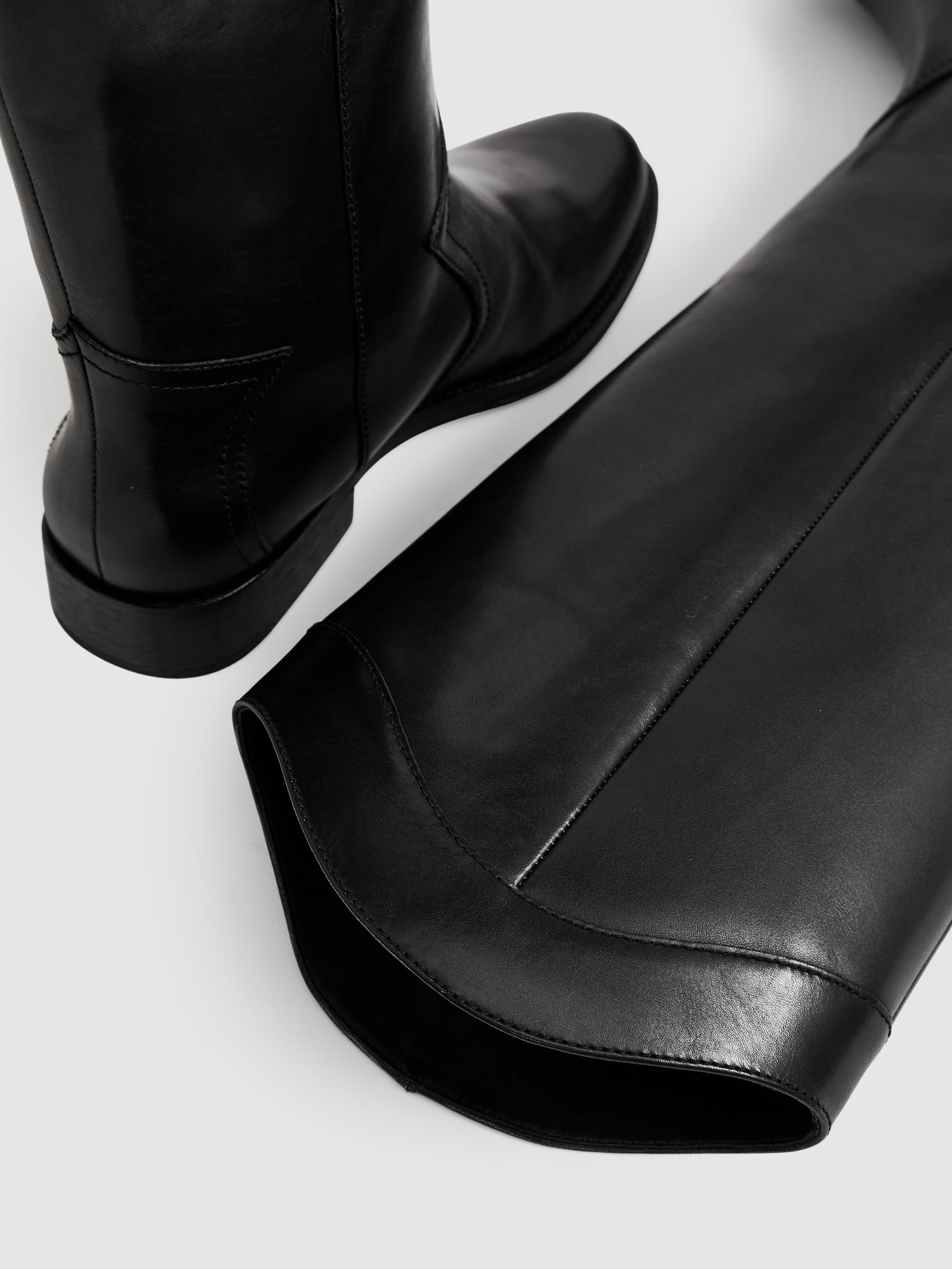 Paige Leather Knee-High Riding Boots in Black