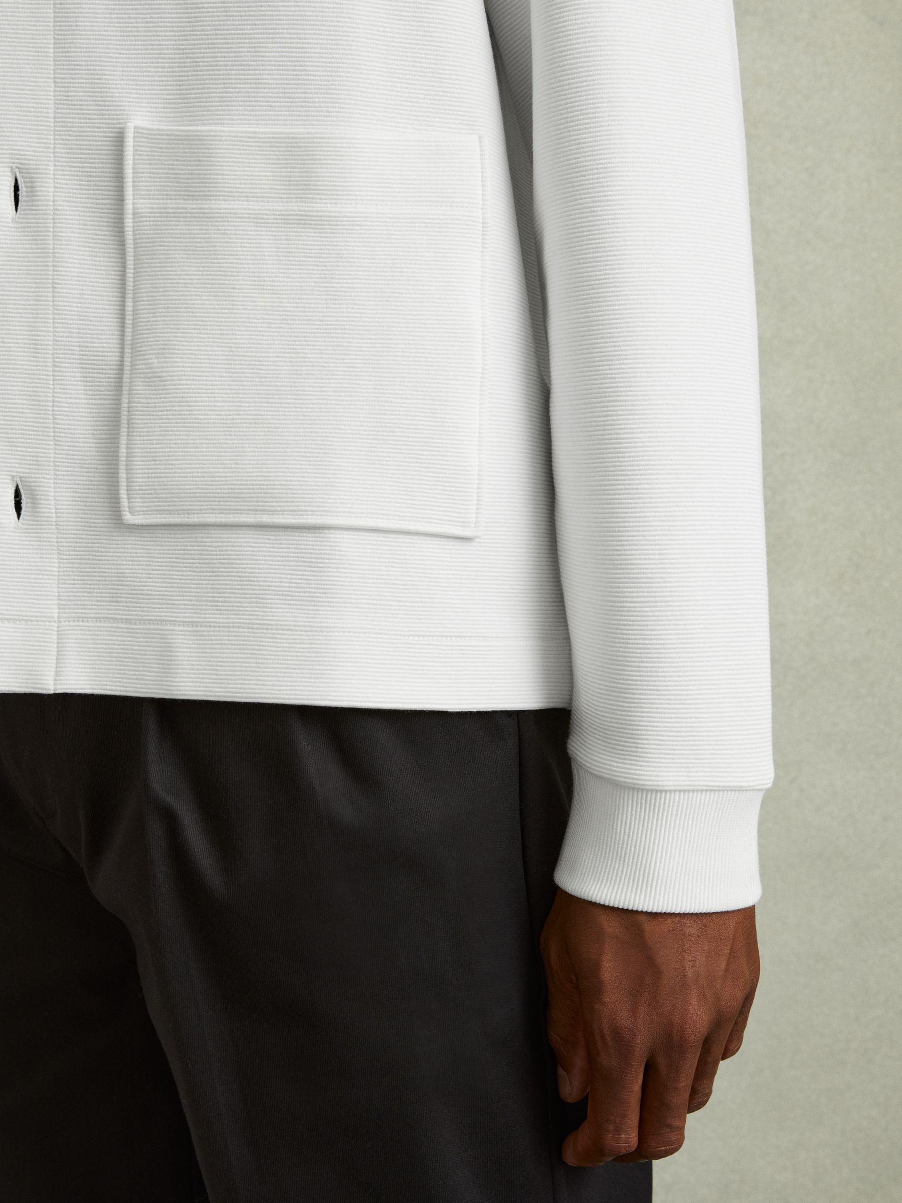 Flippo Off White Ribbed Cotton Blend Knitted Overshirt