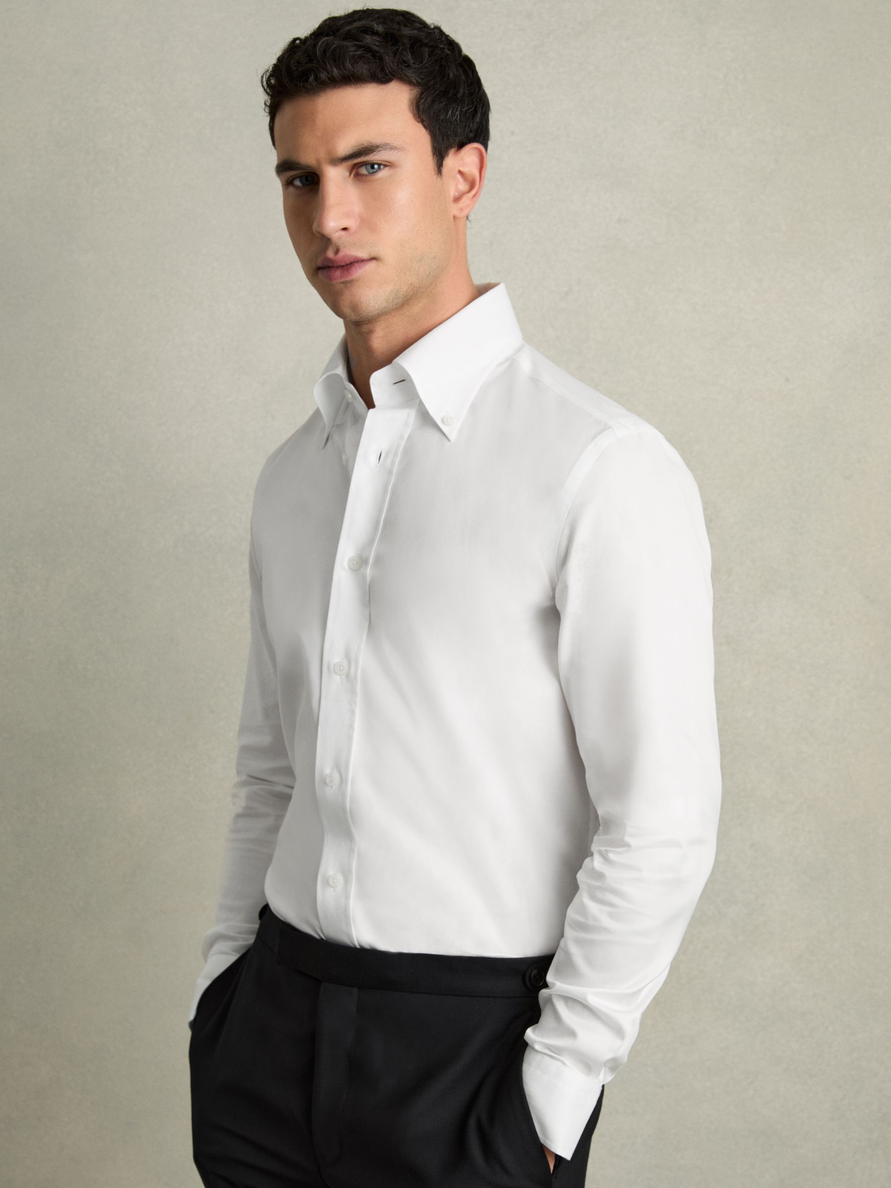 Regular-Fit Cotton Button-Down Shirt in White