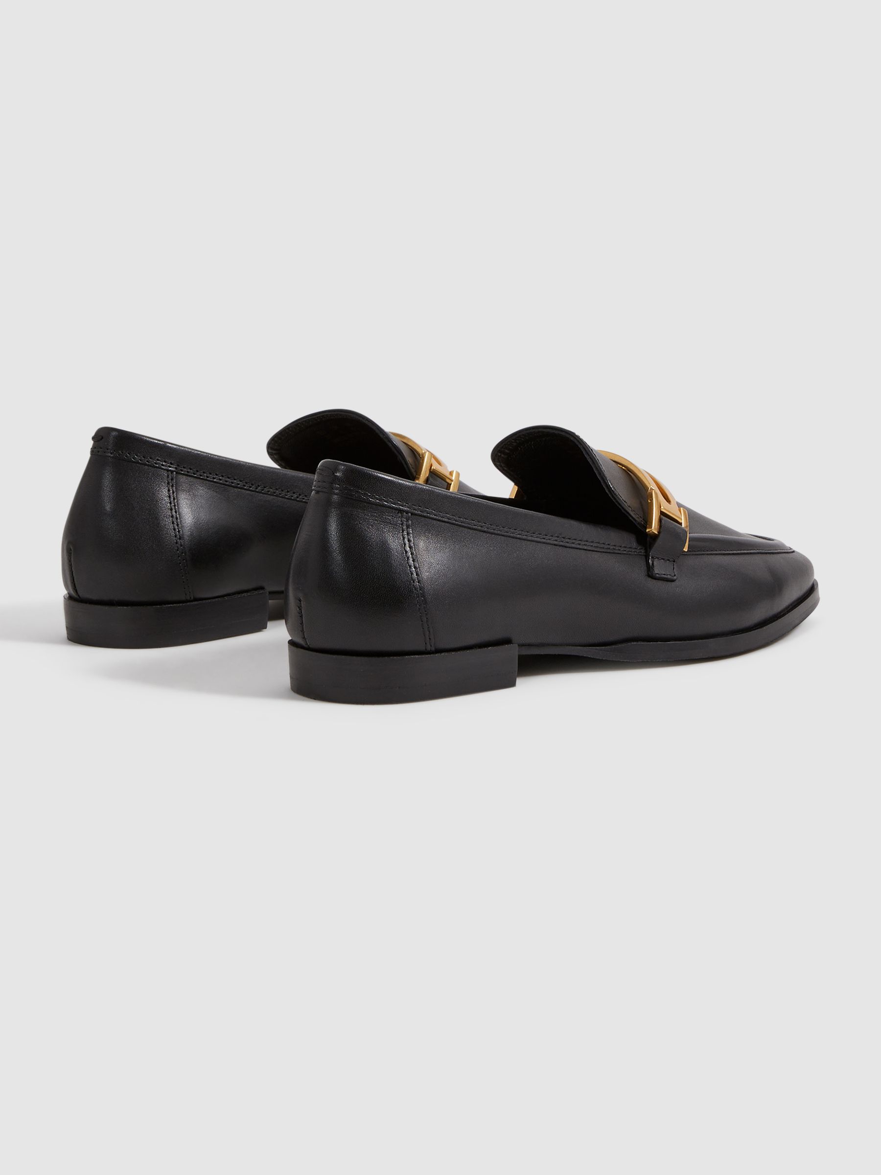 Leather Rounded Loafers in Black