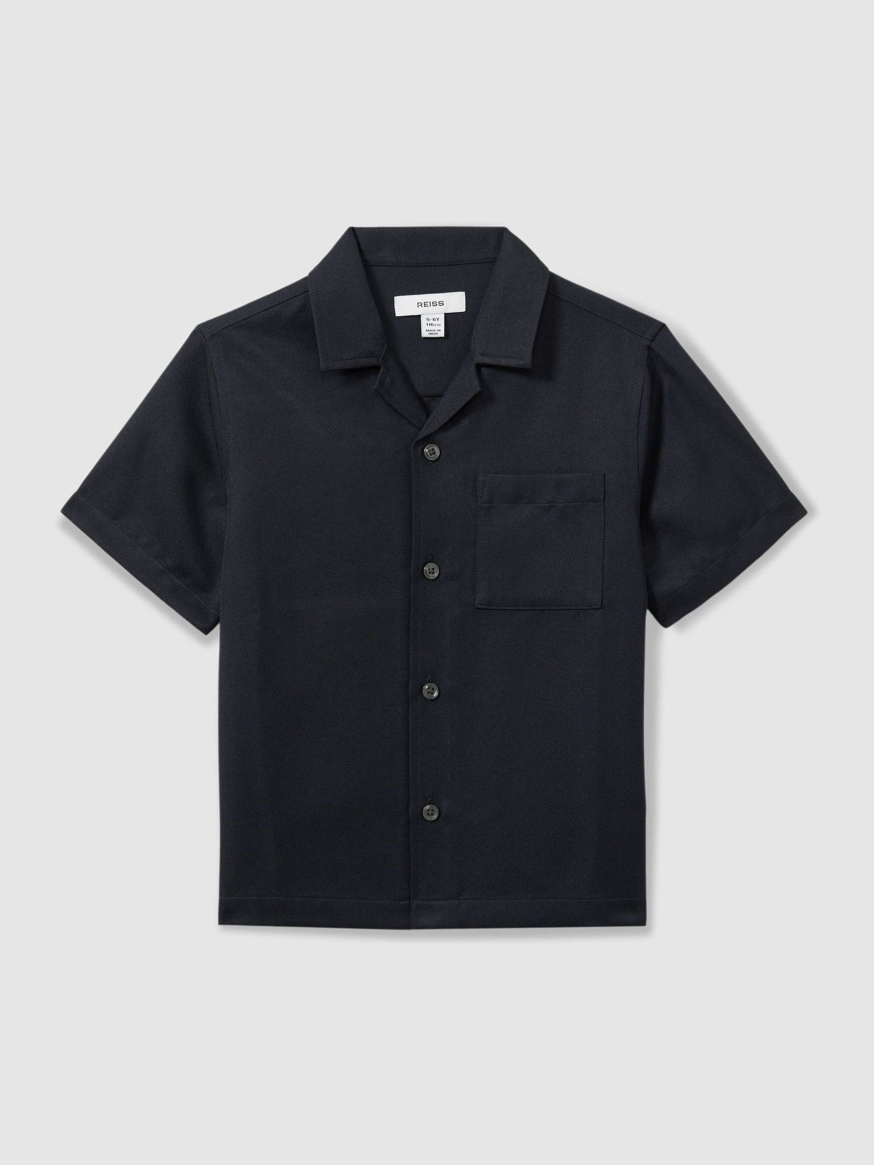 3-9 yrs Twill Cuban Collar Shirt in Navy