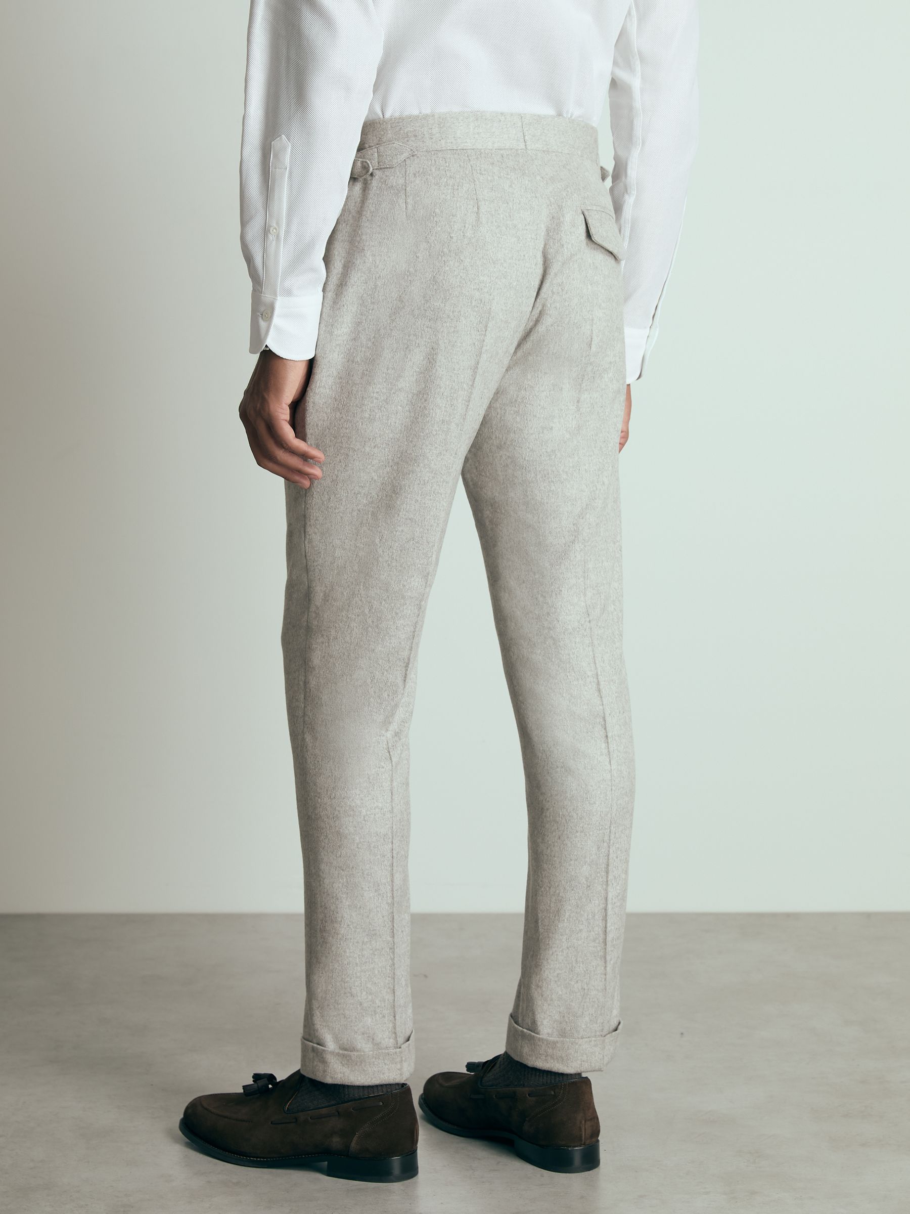 Atelier Tapered Wool Suit Trousers in Grey Melange