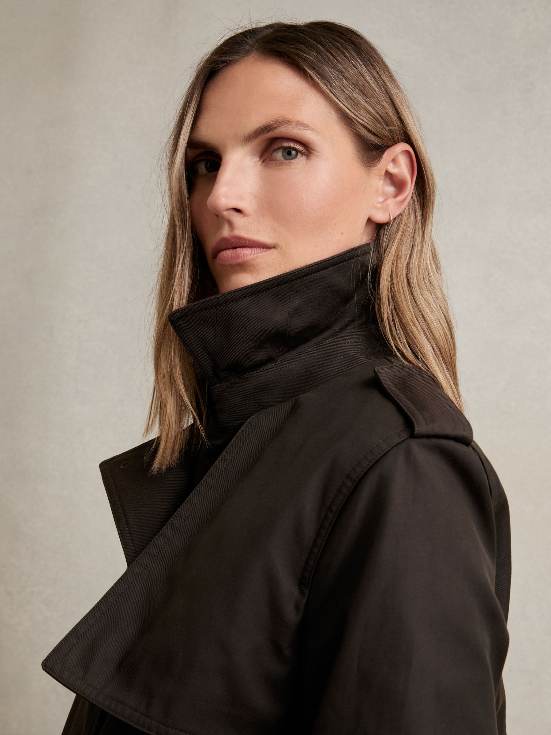 Petite Hooded Insert Trench Coat in Chocolate Brown