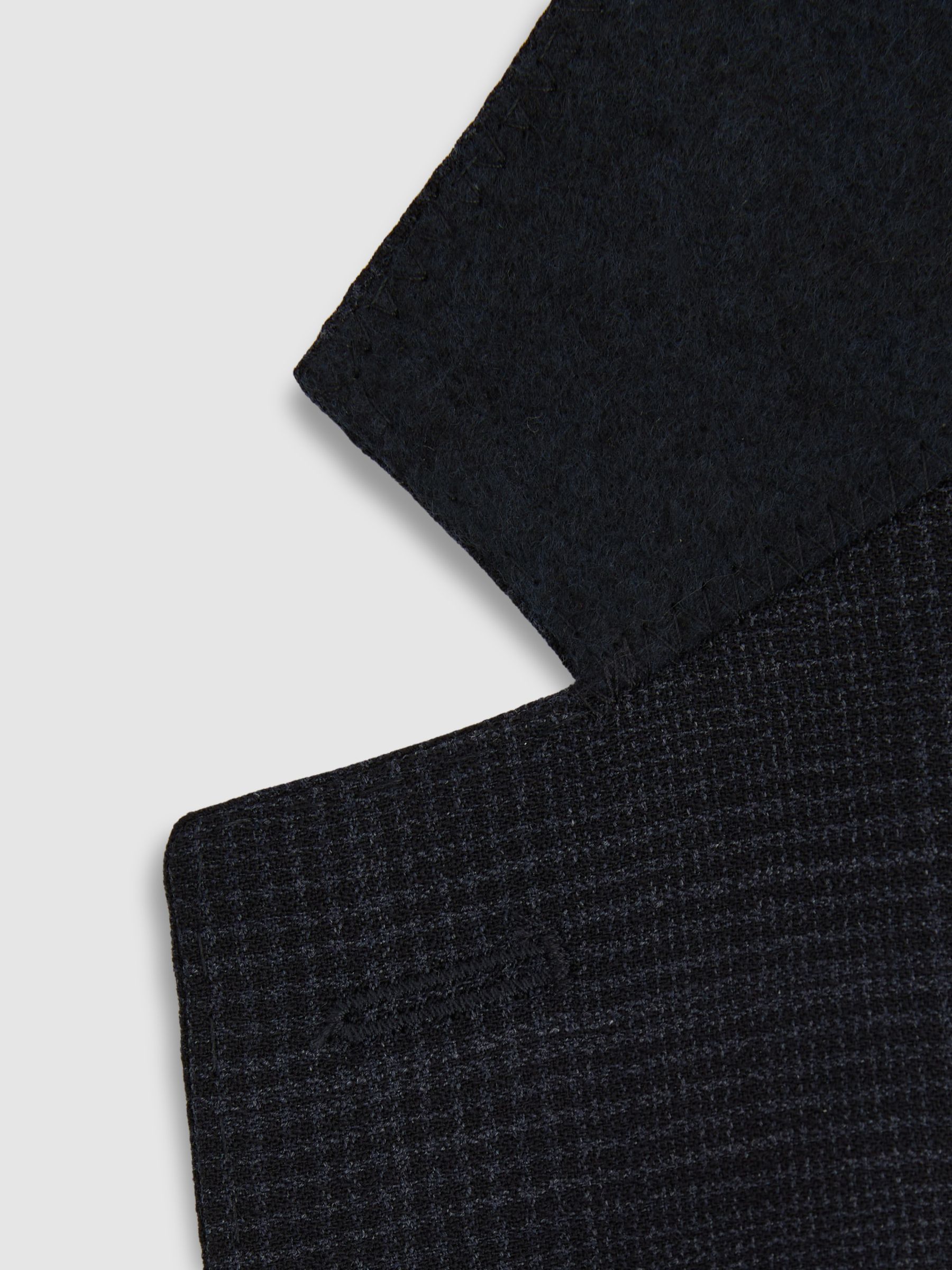 Single-Breasted Wool Blend Blazer in Prince of Wales Check in Navy