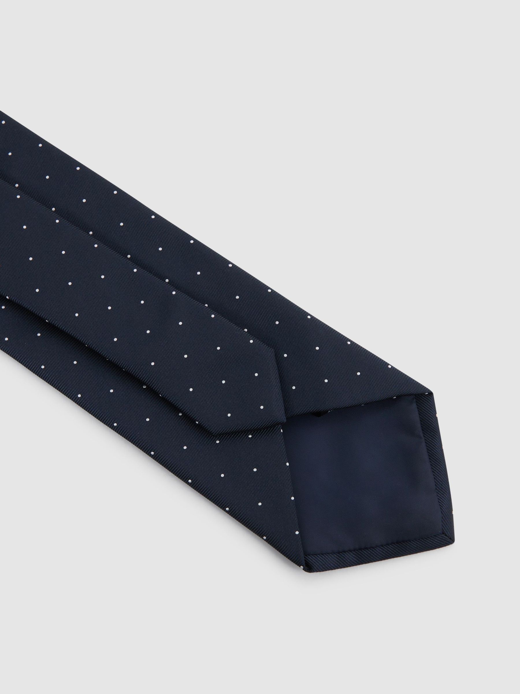 Polka Dot Silk Tie in Navy