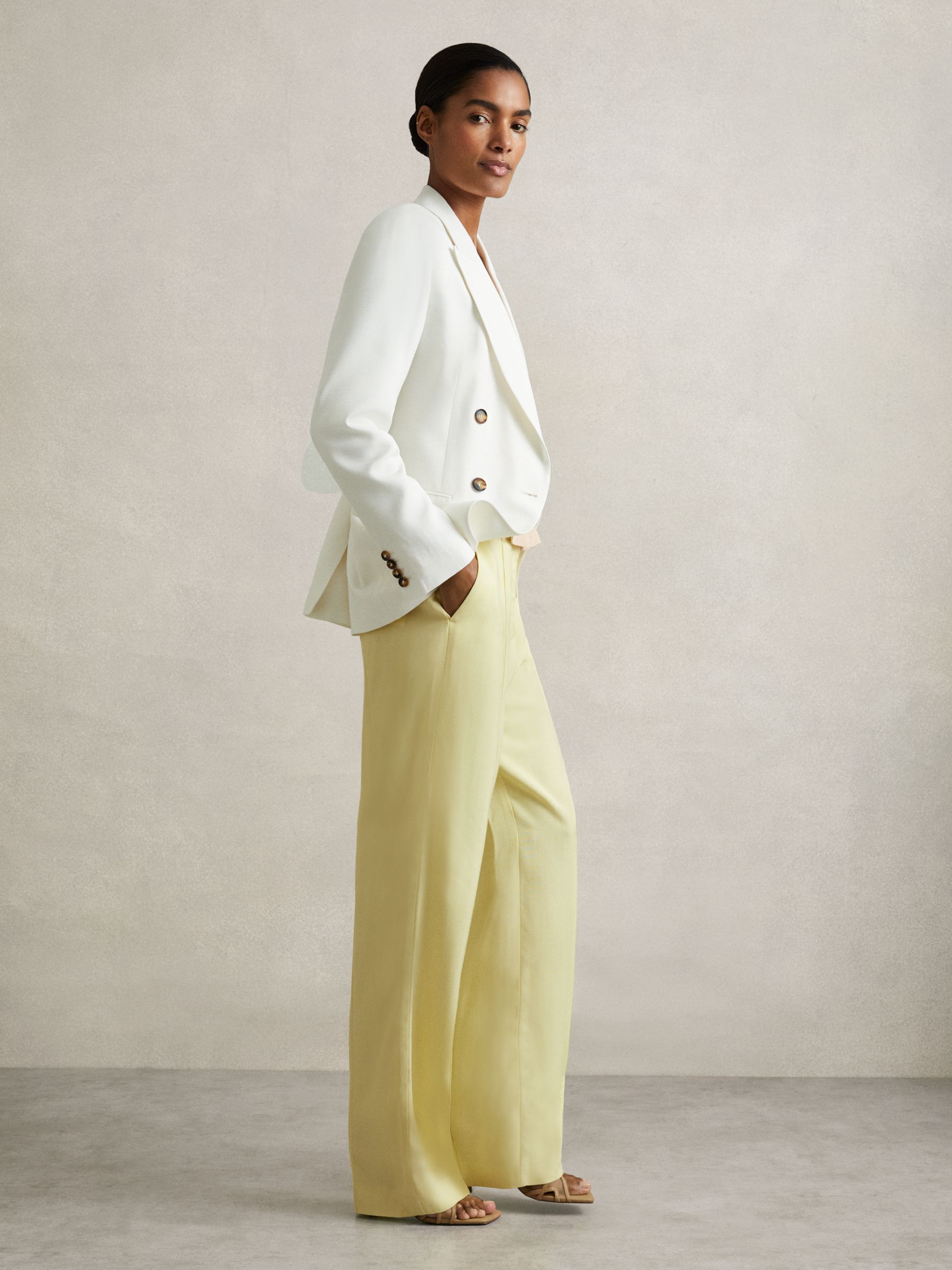 Atelier Wide-Leg Suit Trousers in Lemon