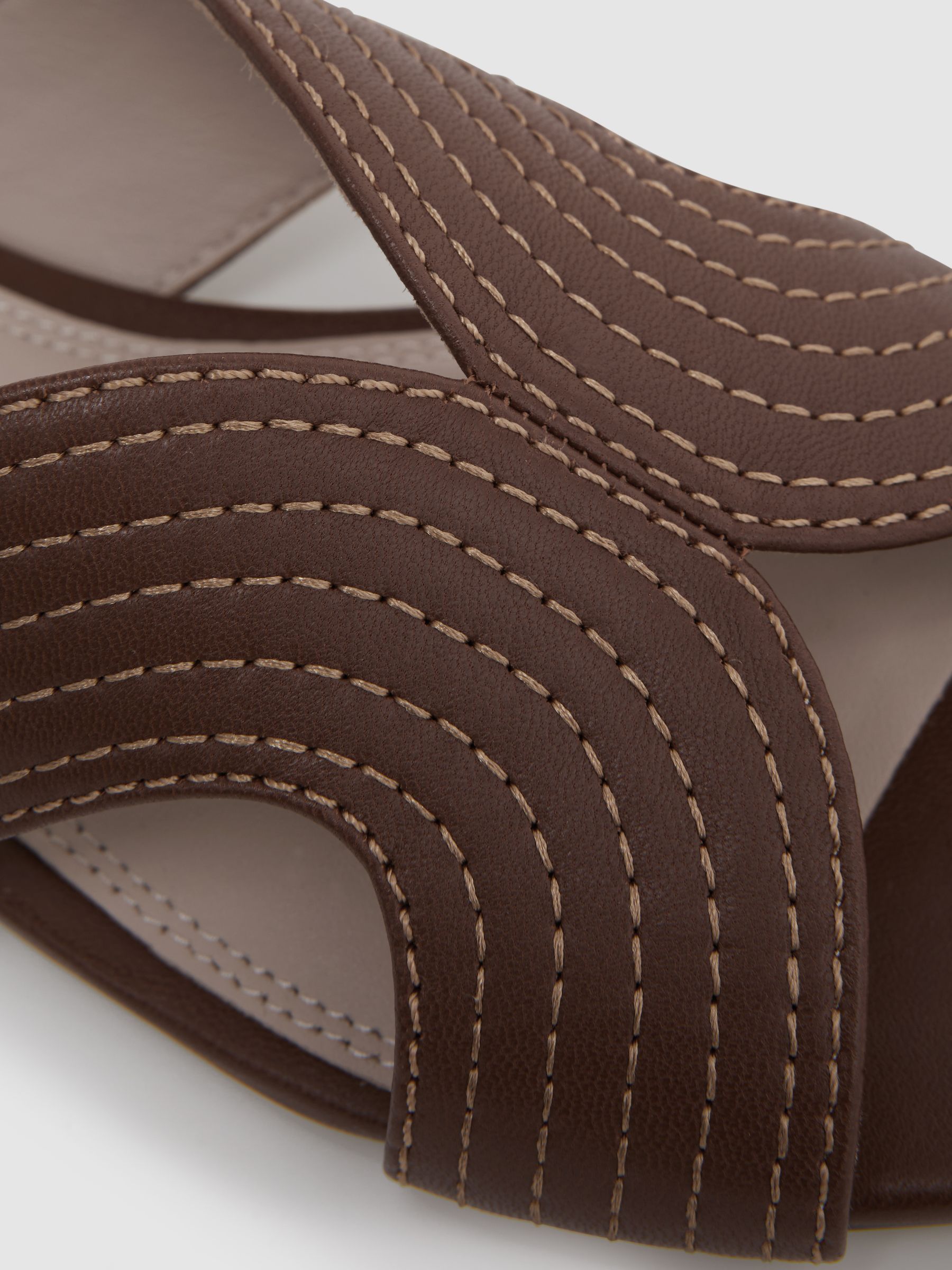 Leather Slip-On Sandals in Tan