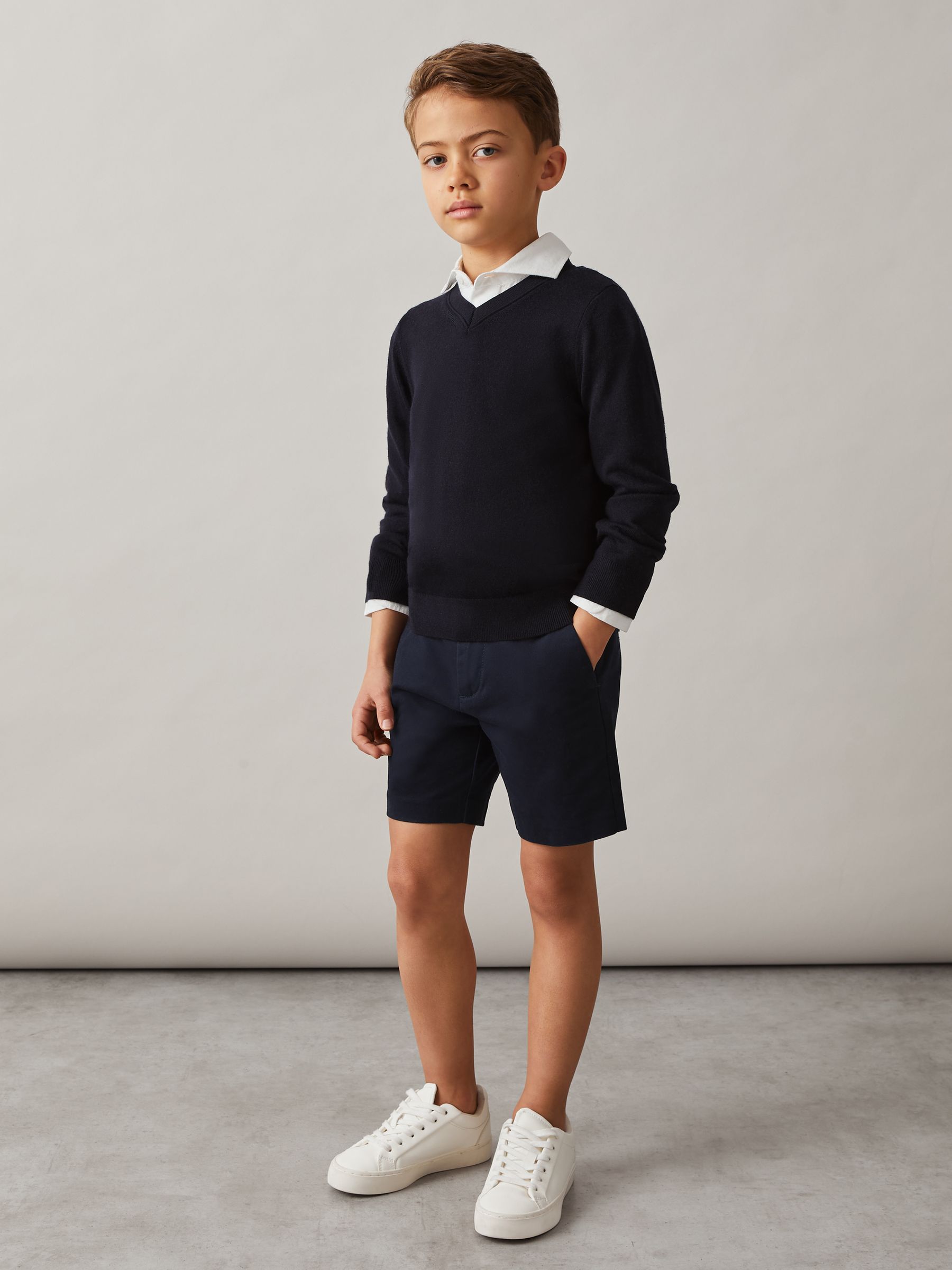 9-13 yrs Cotton Chino Shorts with Stretch in Navy