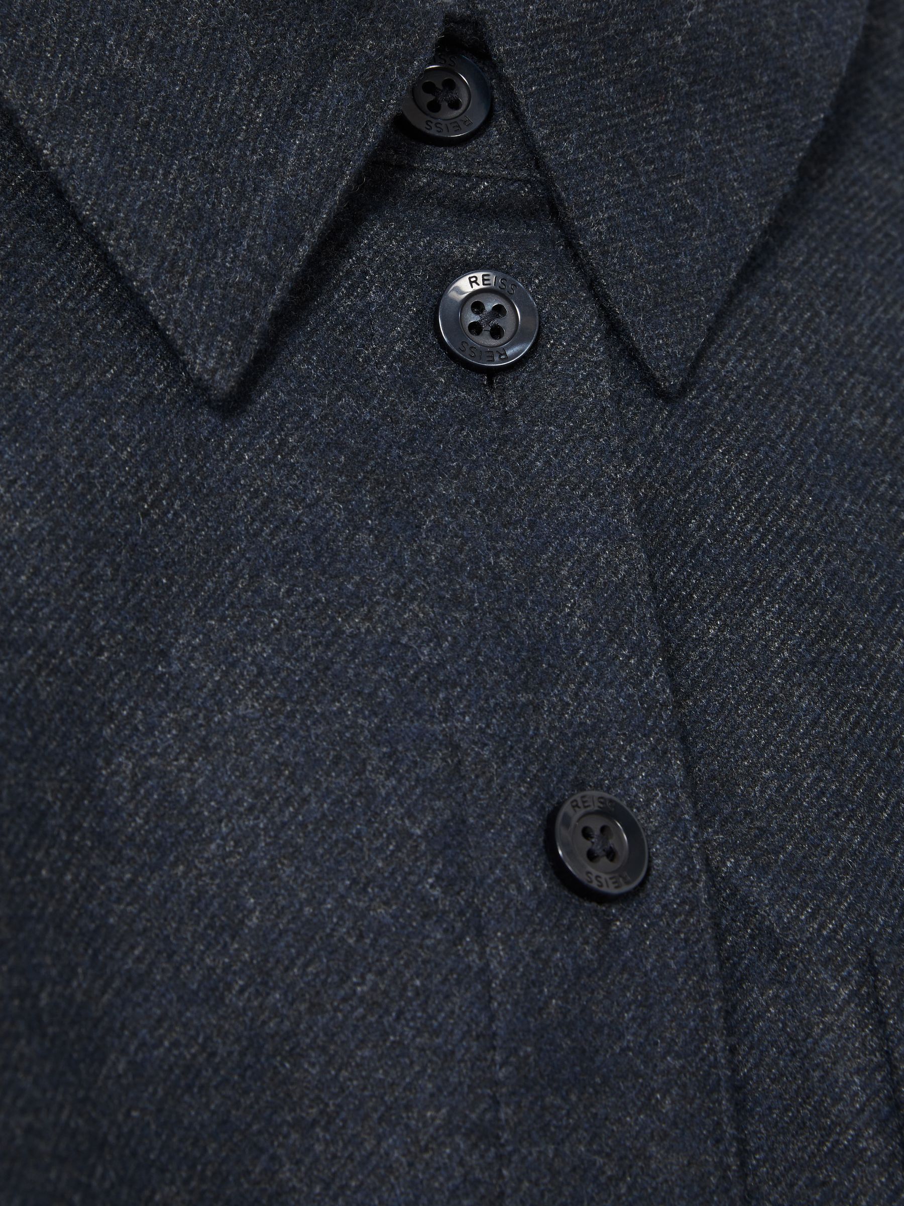 Cropped Flannel Shirt in Navy