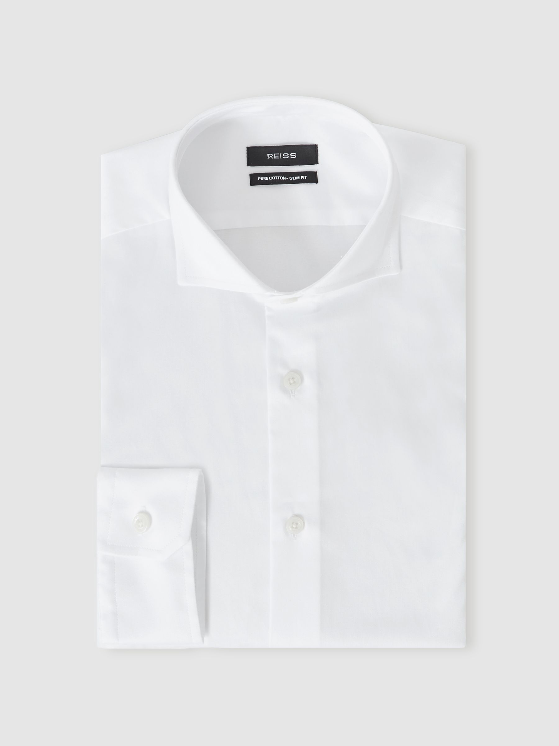 Slim Fit Cotton-Twill Two-Fold Shirt Slim-Fit in White