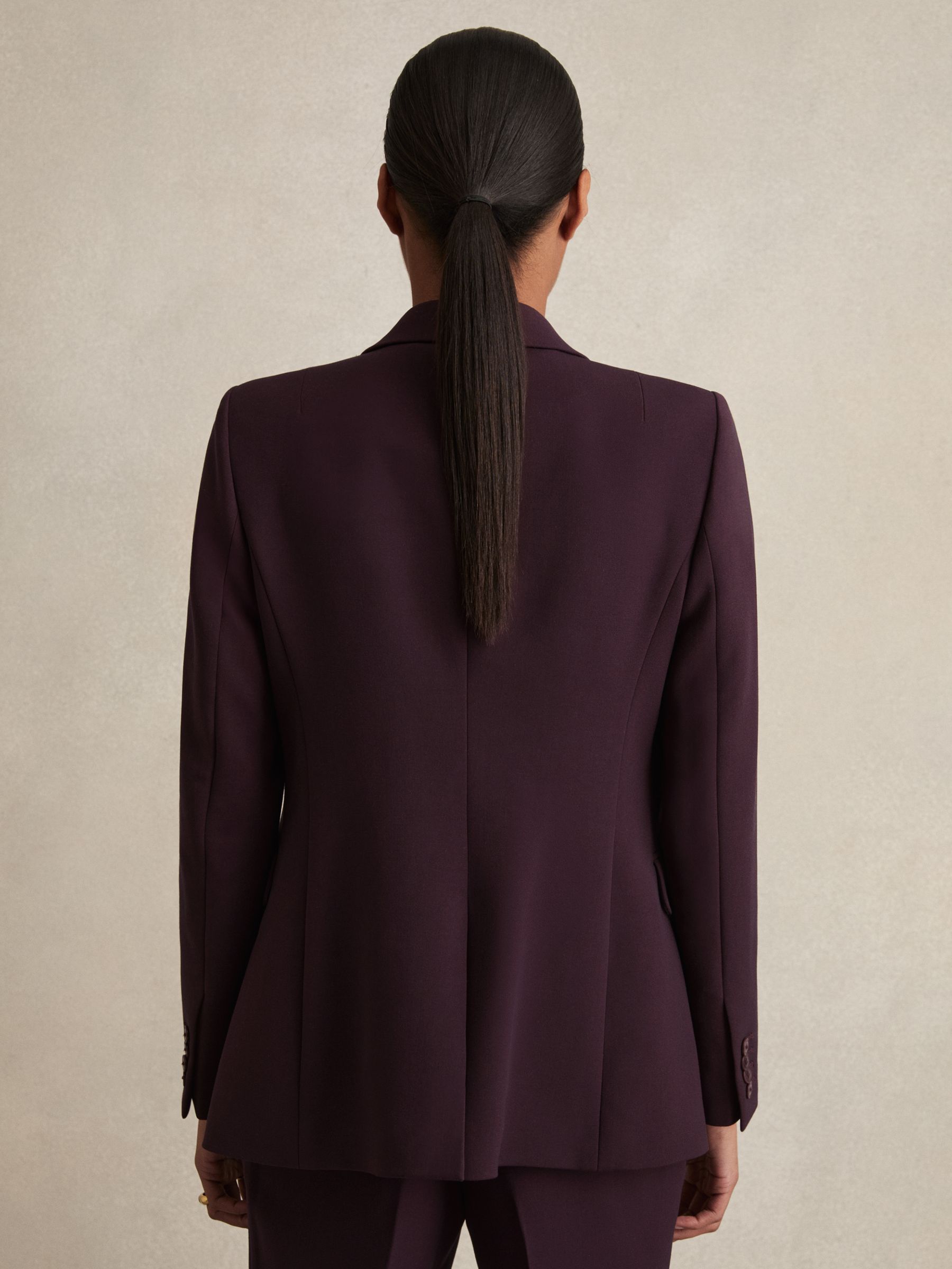 Petite Tailored Single Breasted Suit Blazer in Berry