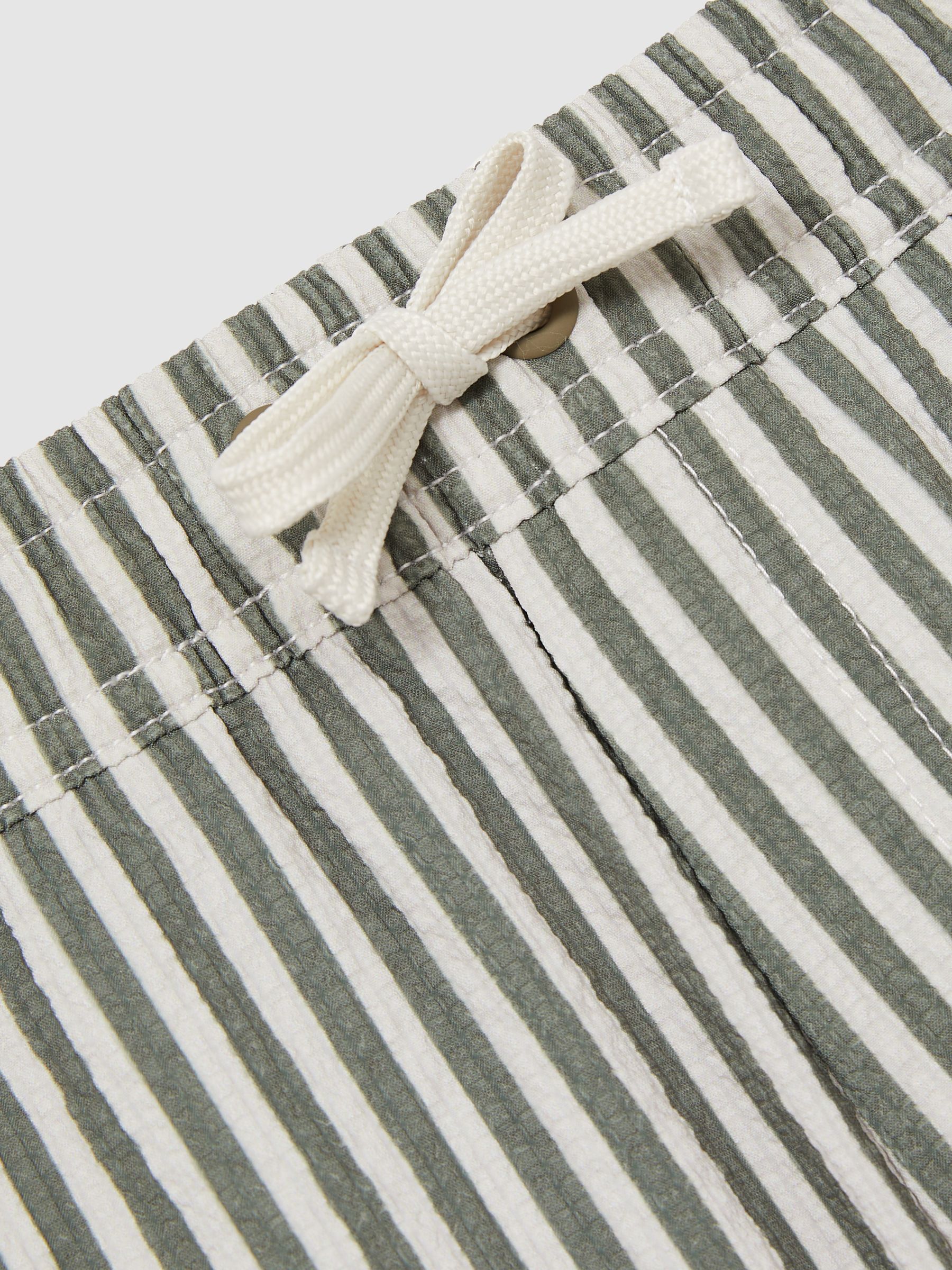 3-9 yrs Seersucker Striped Swim Shorts in Sage/White