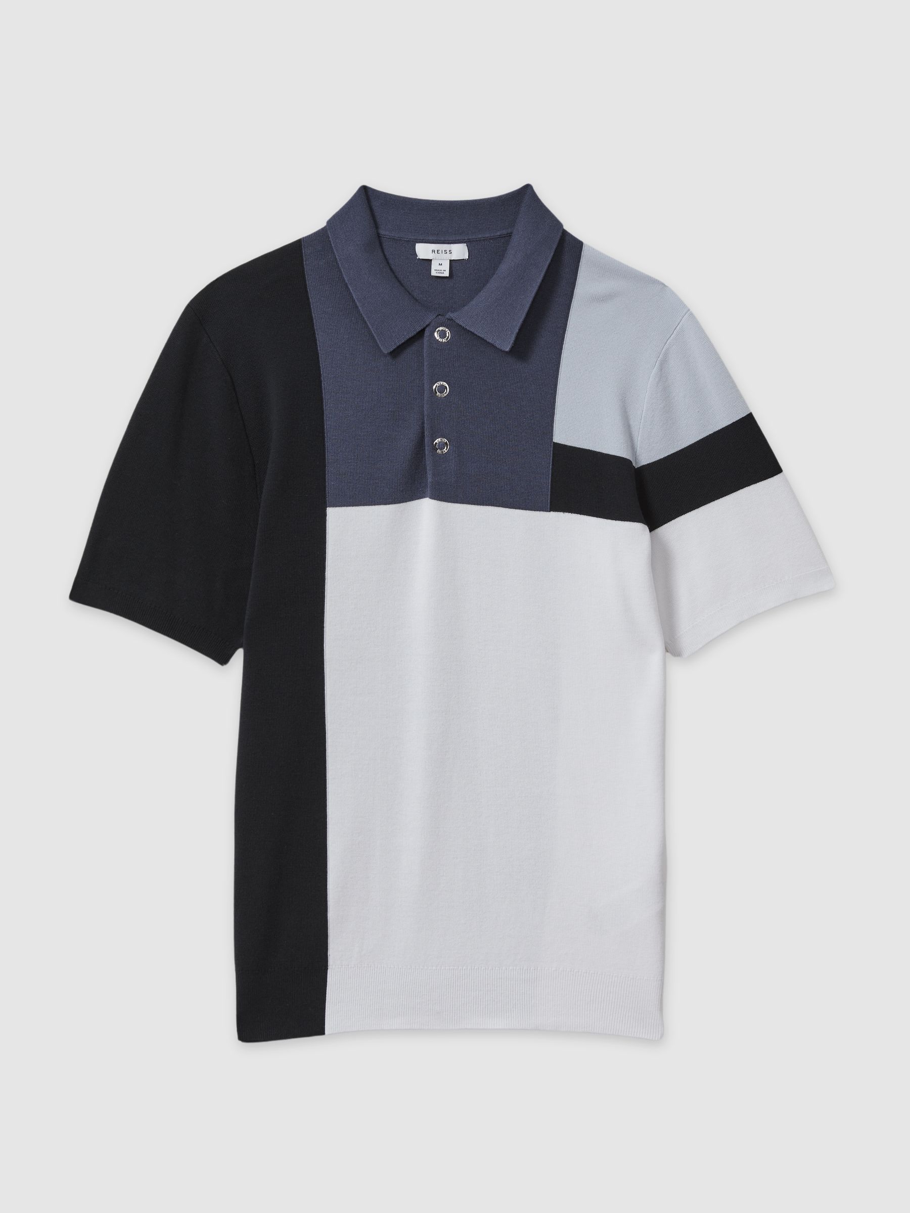 Colourblock Polo Shirt in Blue Multi