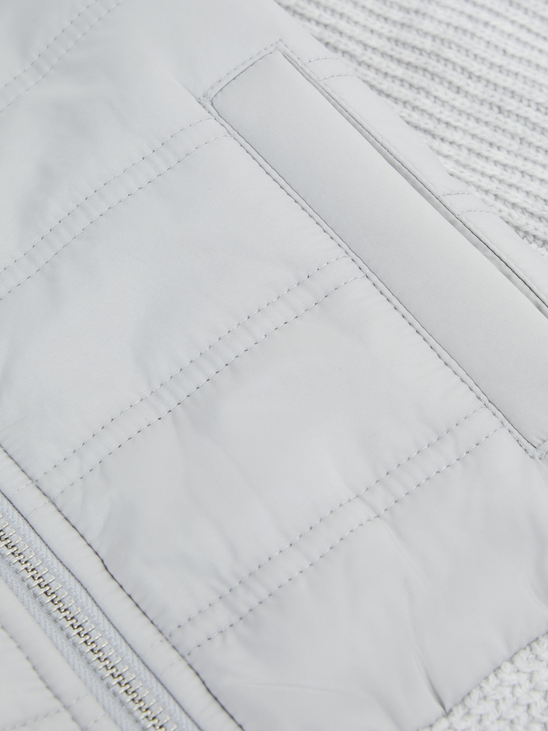 9-14 yrs Hybrid Zip Through Quilted Jacket in Soft Grey Melange