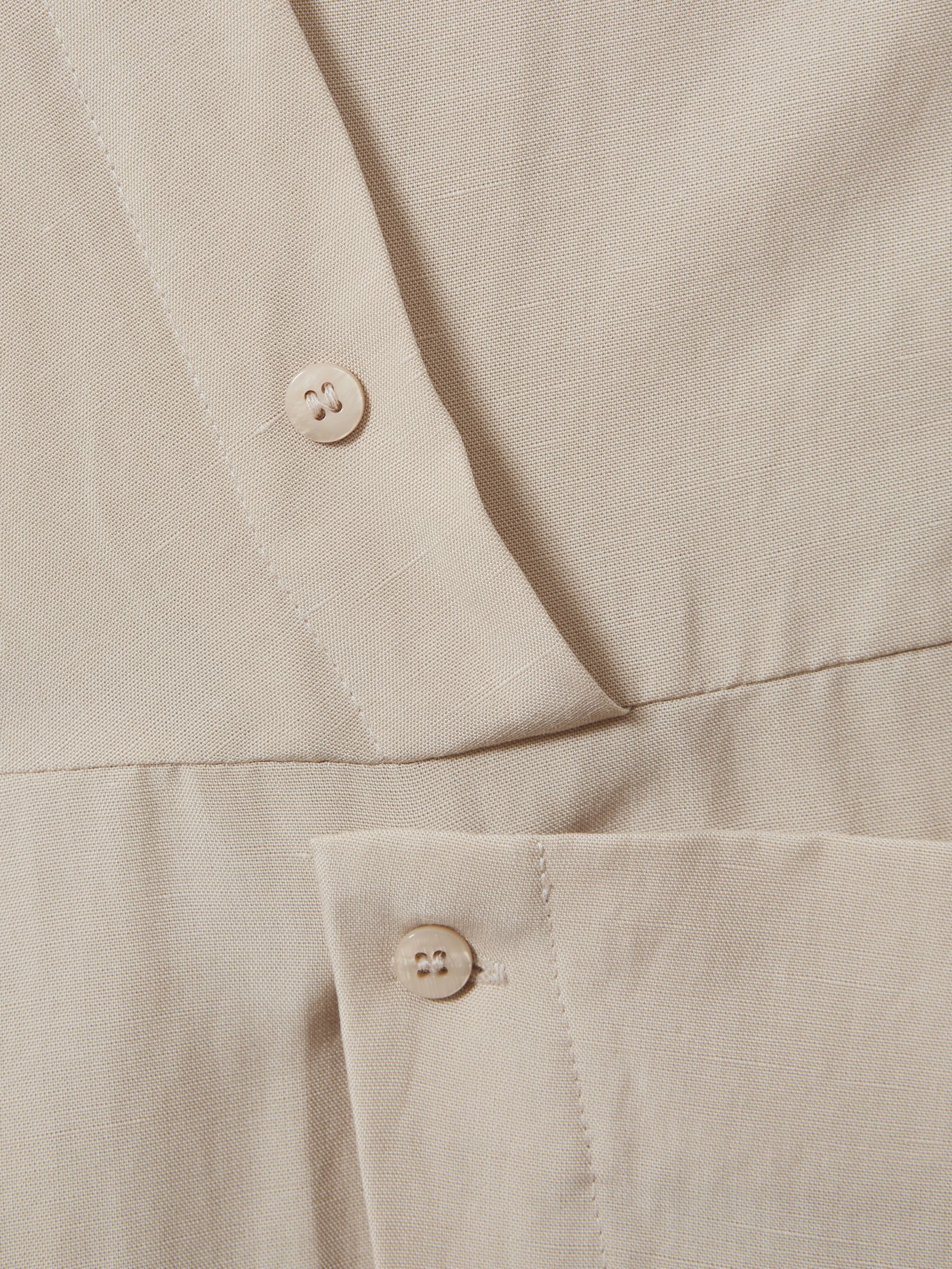 Lyocell Linen Wrap Front Midi Dress in Neutral