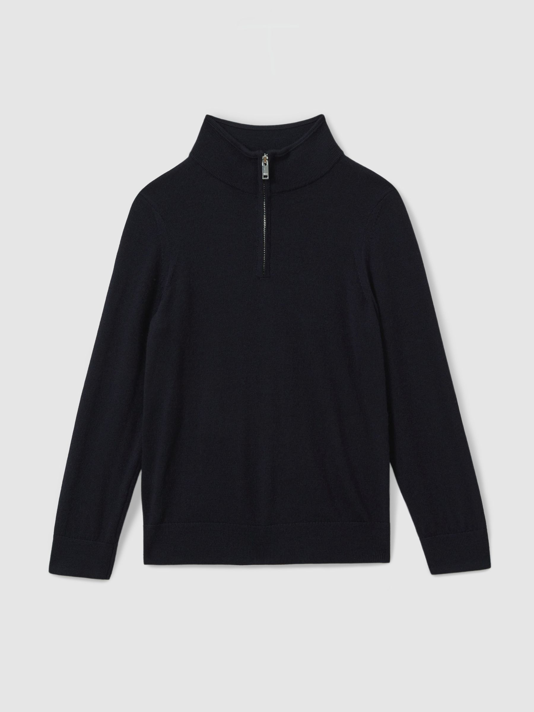 3-9 yrs Merino Wool Half-Zip Funnel Neck Jumper in Navy