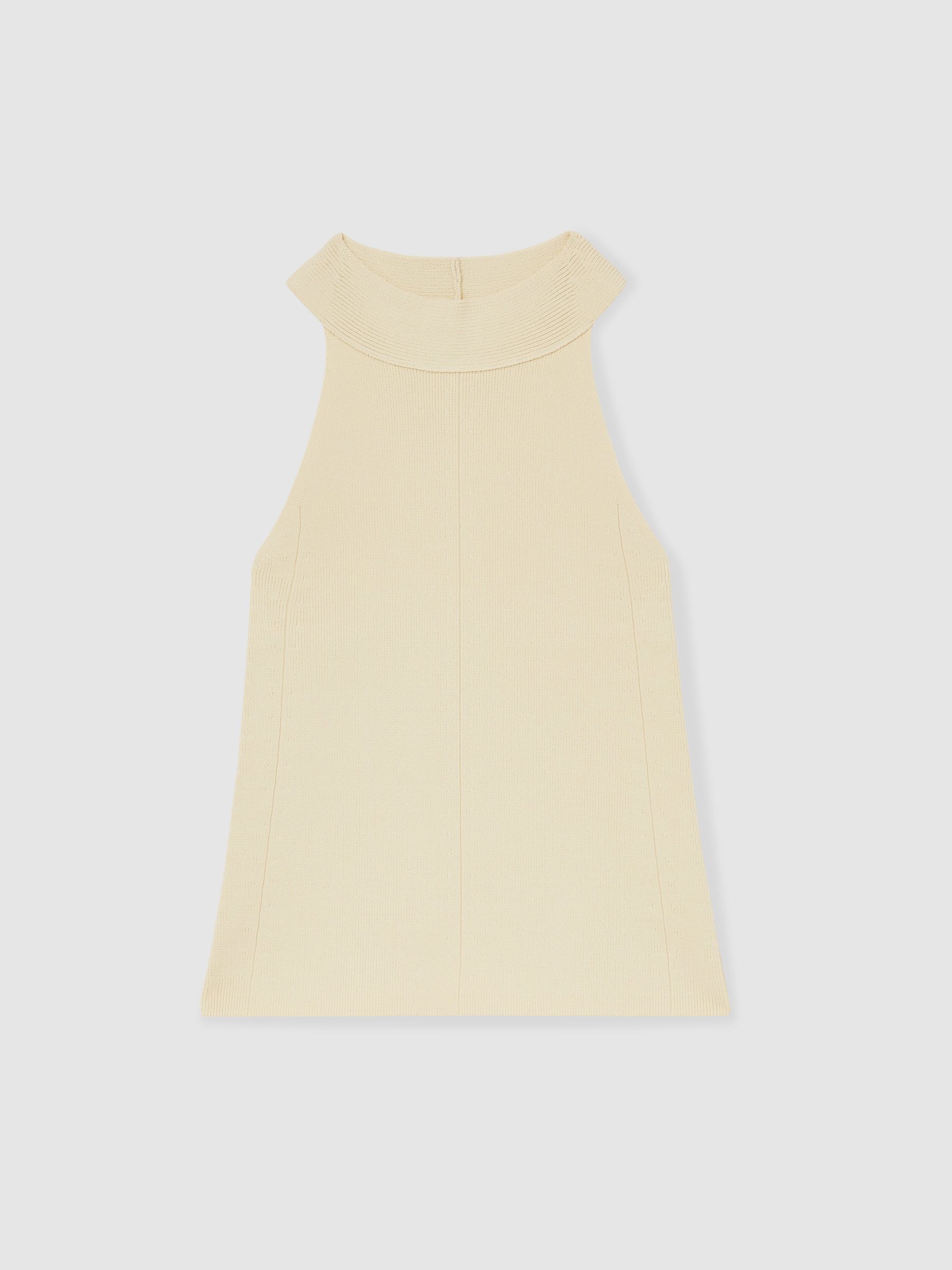 Rib Knit High Neck Vest in Ivory