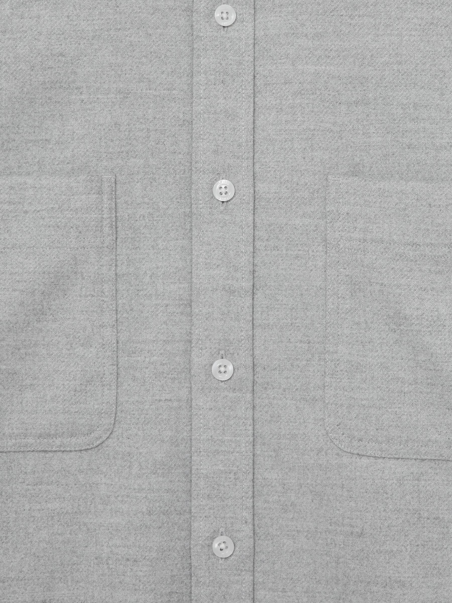 Twin-Pocket Button-Through Overshirt in Soft Grey Melange