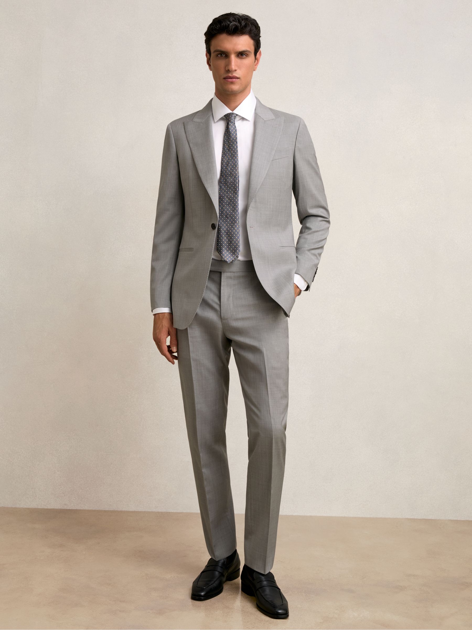 Slim-Fit Wool Suit Trousers in Mid Grey