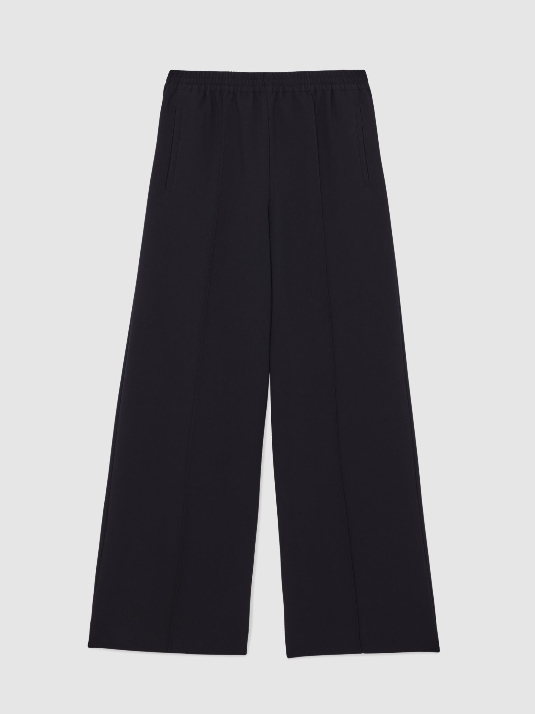 Wide Leg Elasticated Waist Trousers in Navy