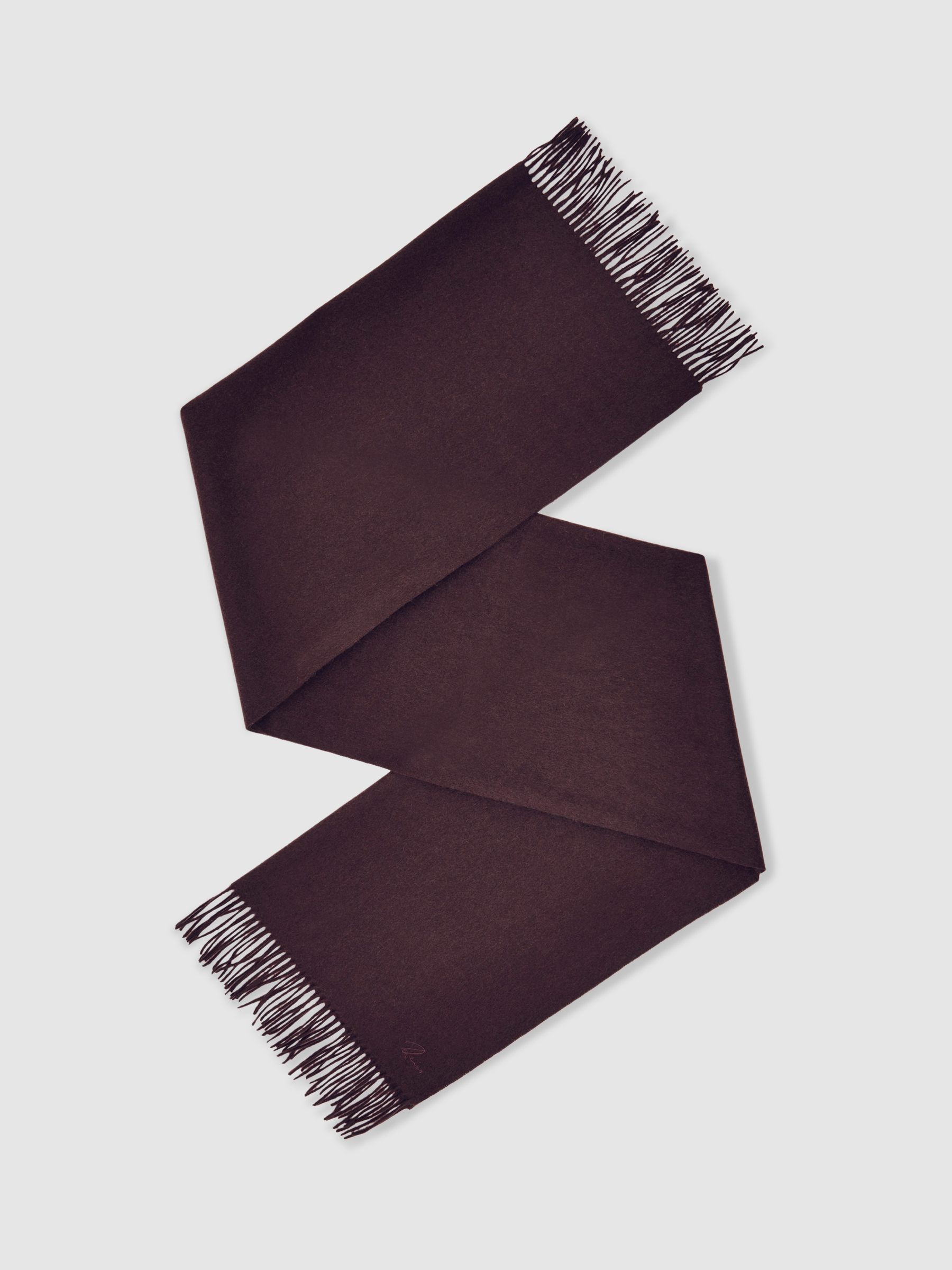 Wool-Cashmere Script-Logo Scarf in Burgundy