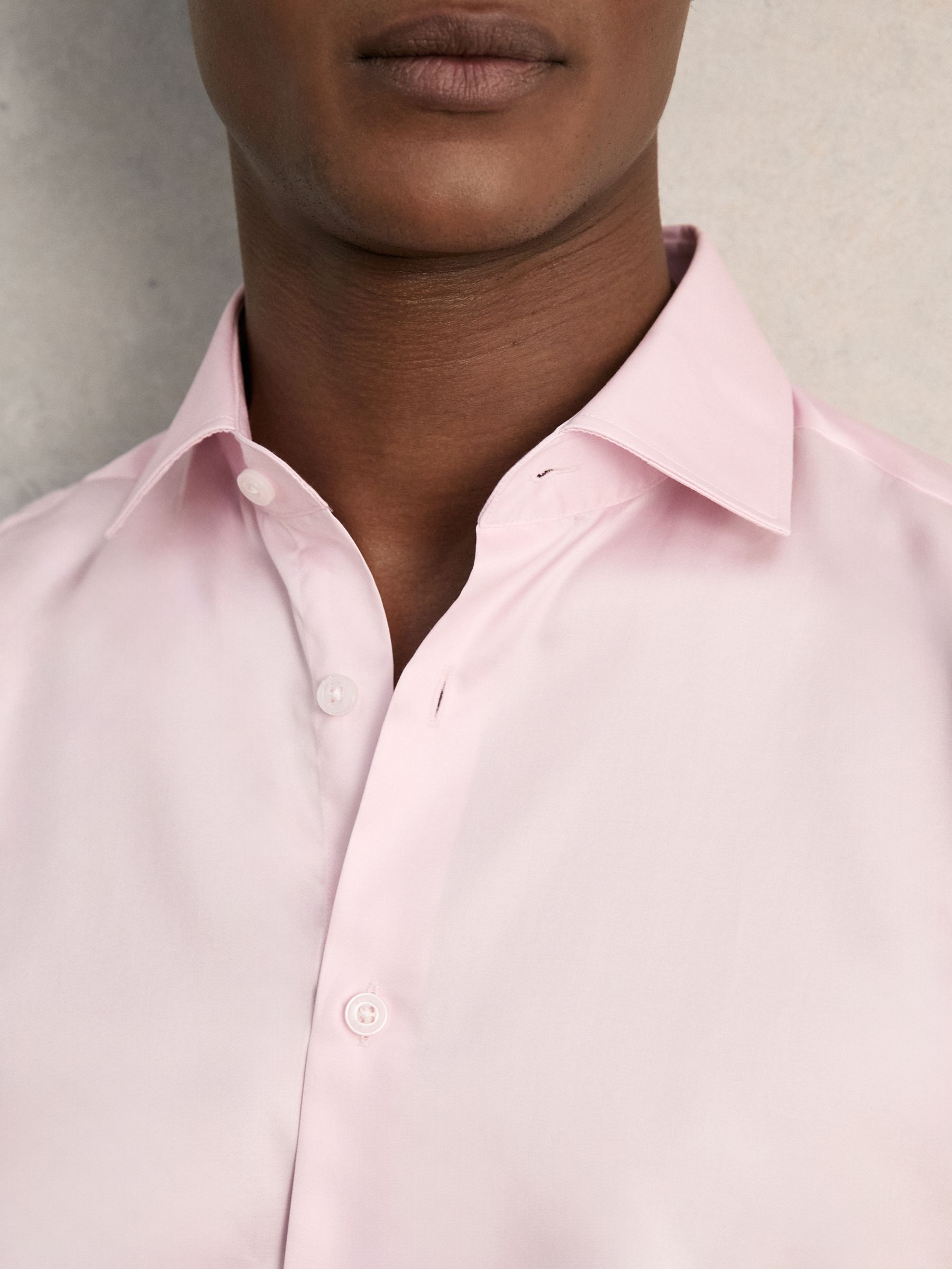 Regular Fit Cotton Sateen Shirt in Pink