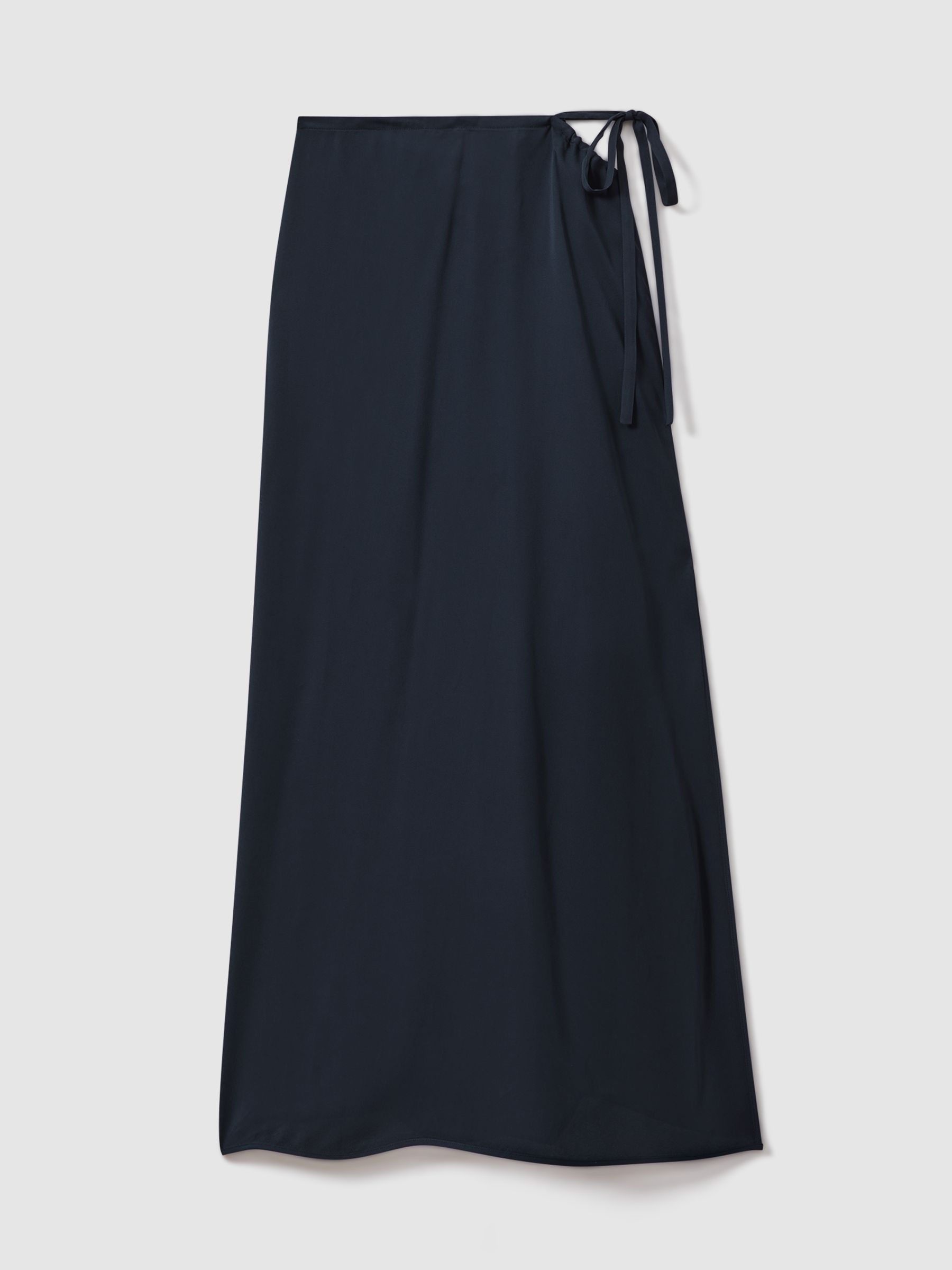 Gathered Side Midi Skirt in Navy