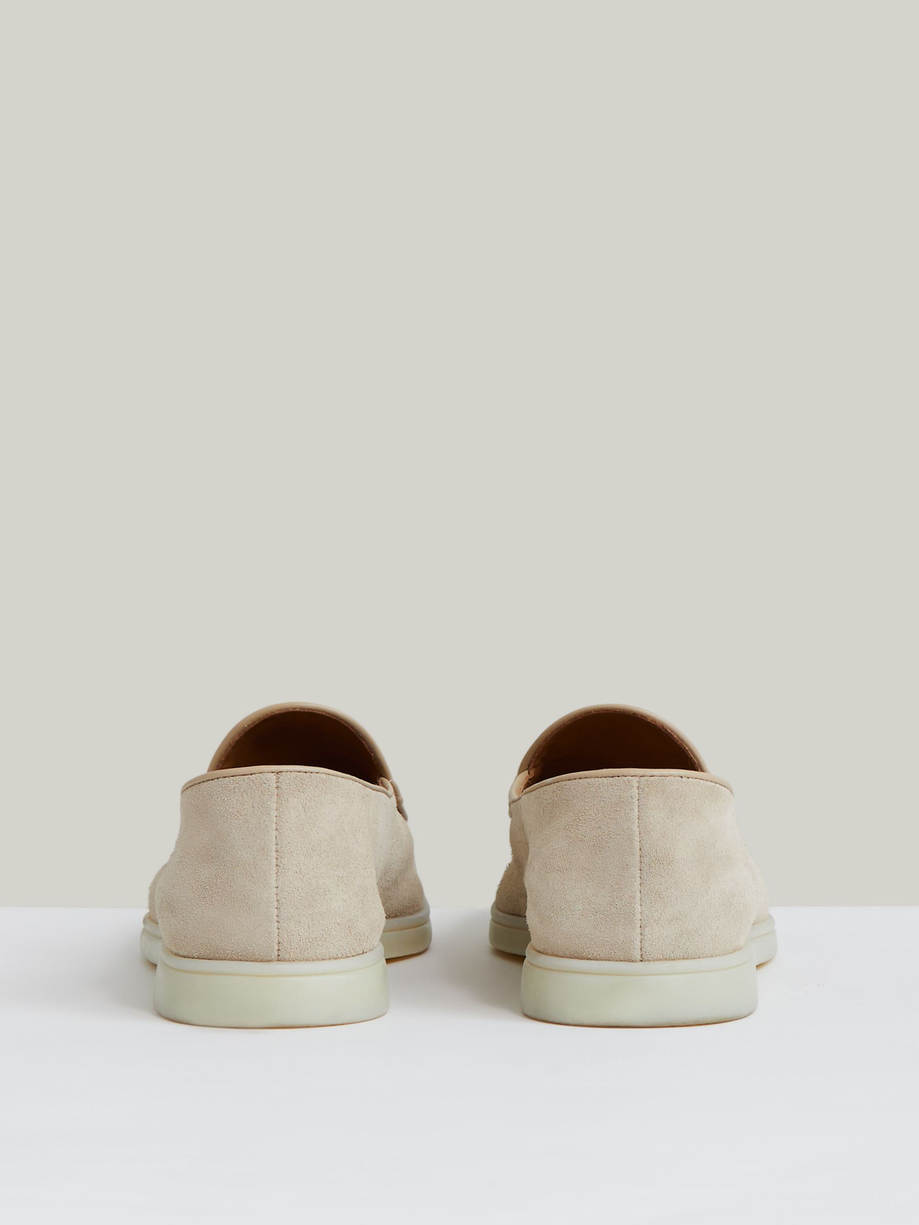 Suede Tassel Loafers in Light Stone