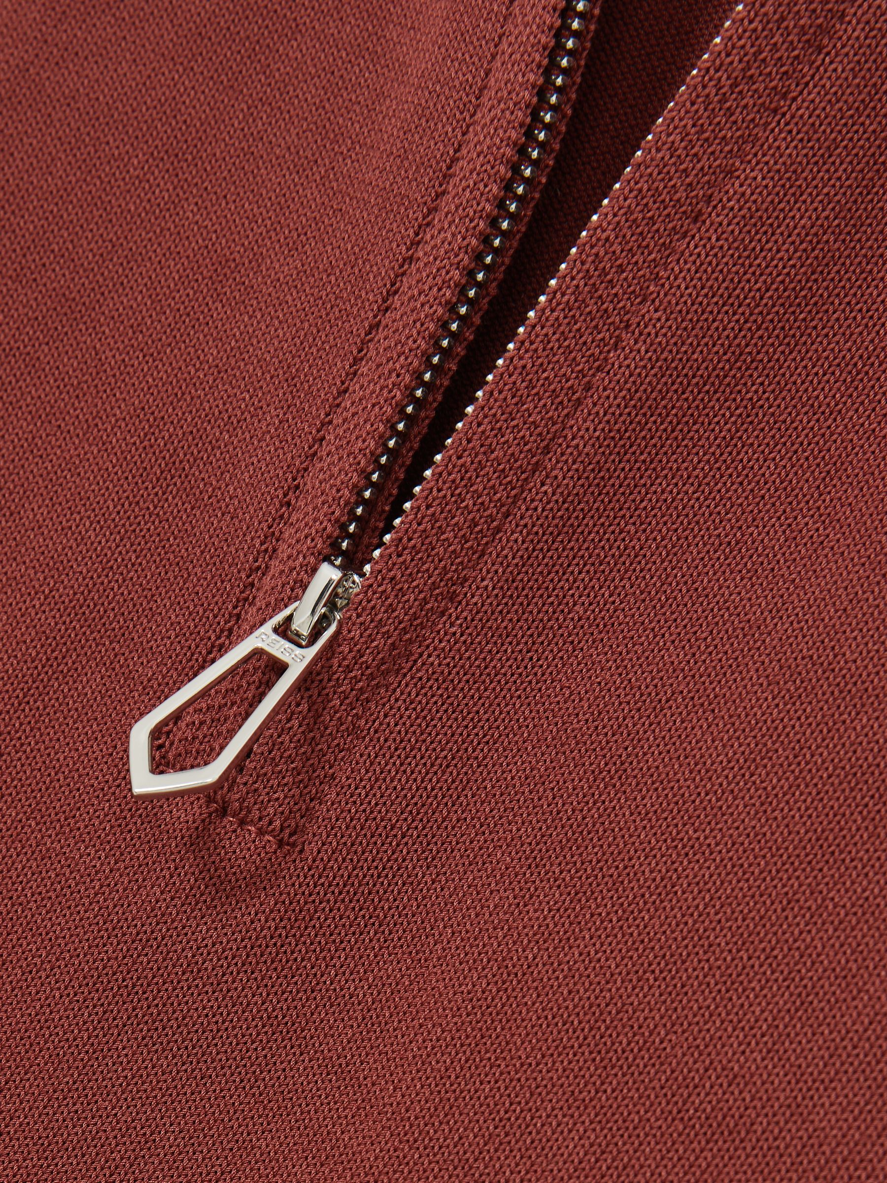 Cotton Half-Zip Knitted Polo Shirt in Rust