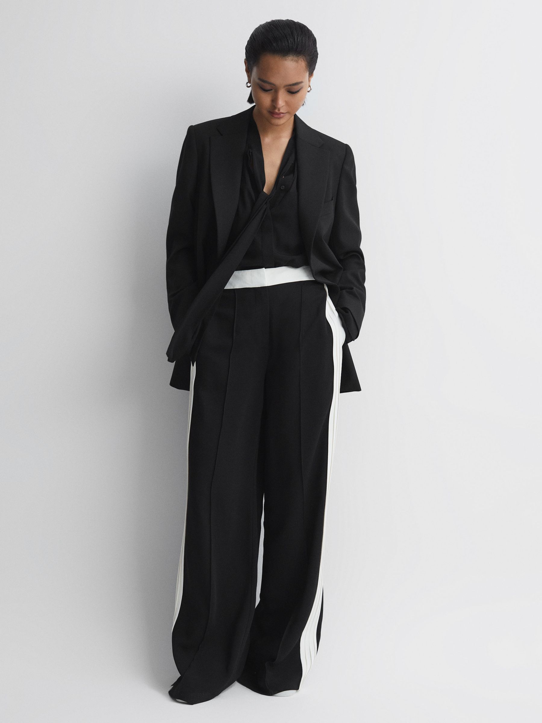 Tie Neck Semi-Sheer Blouse in Black