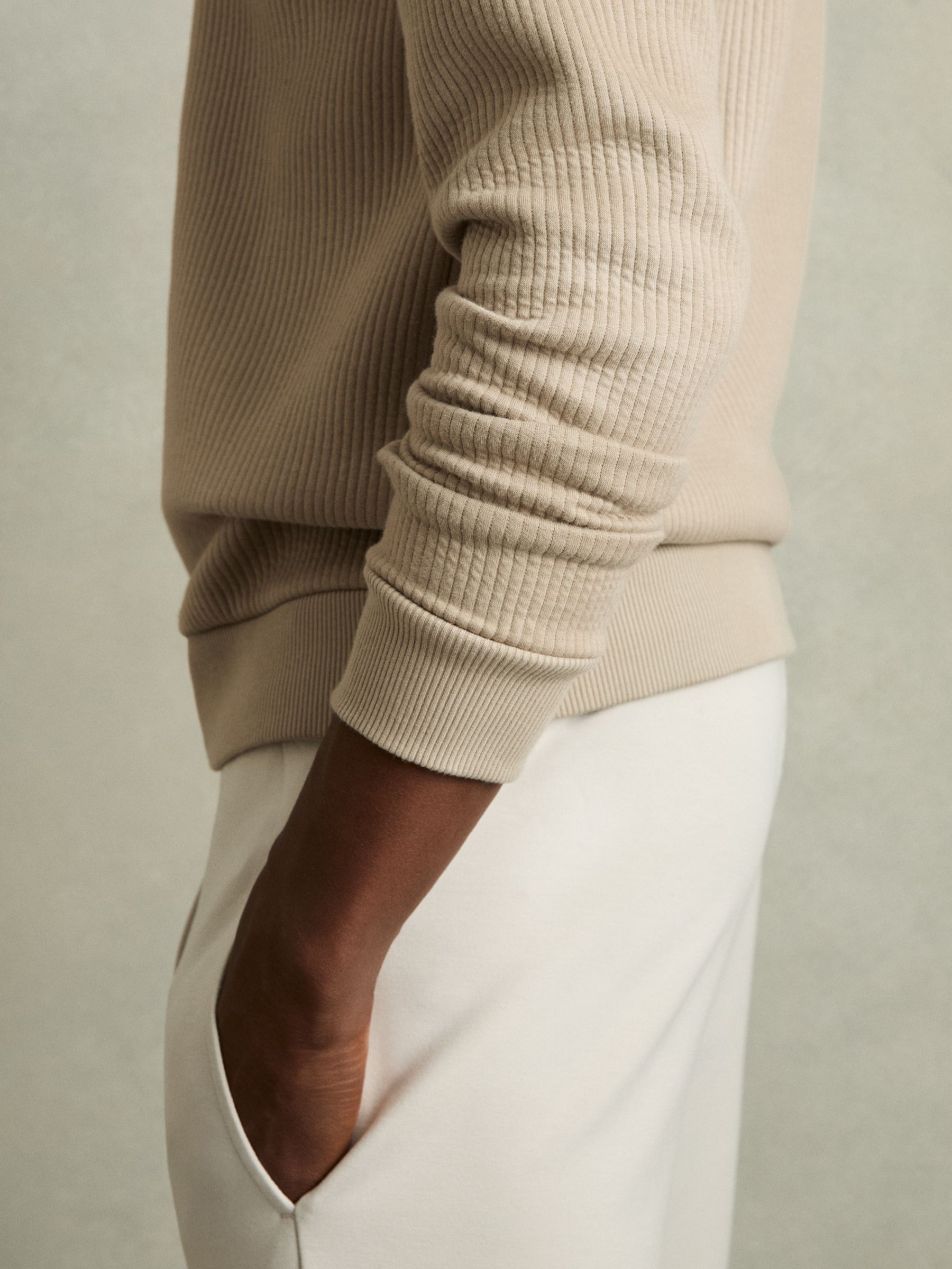 Half-Zip Funnel-Neck Jumper in Taupe