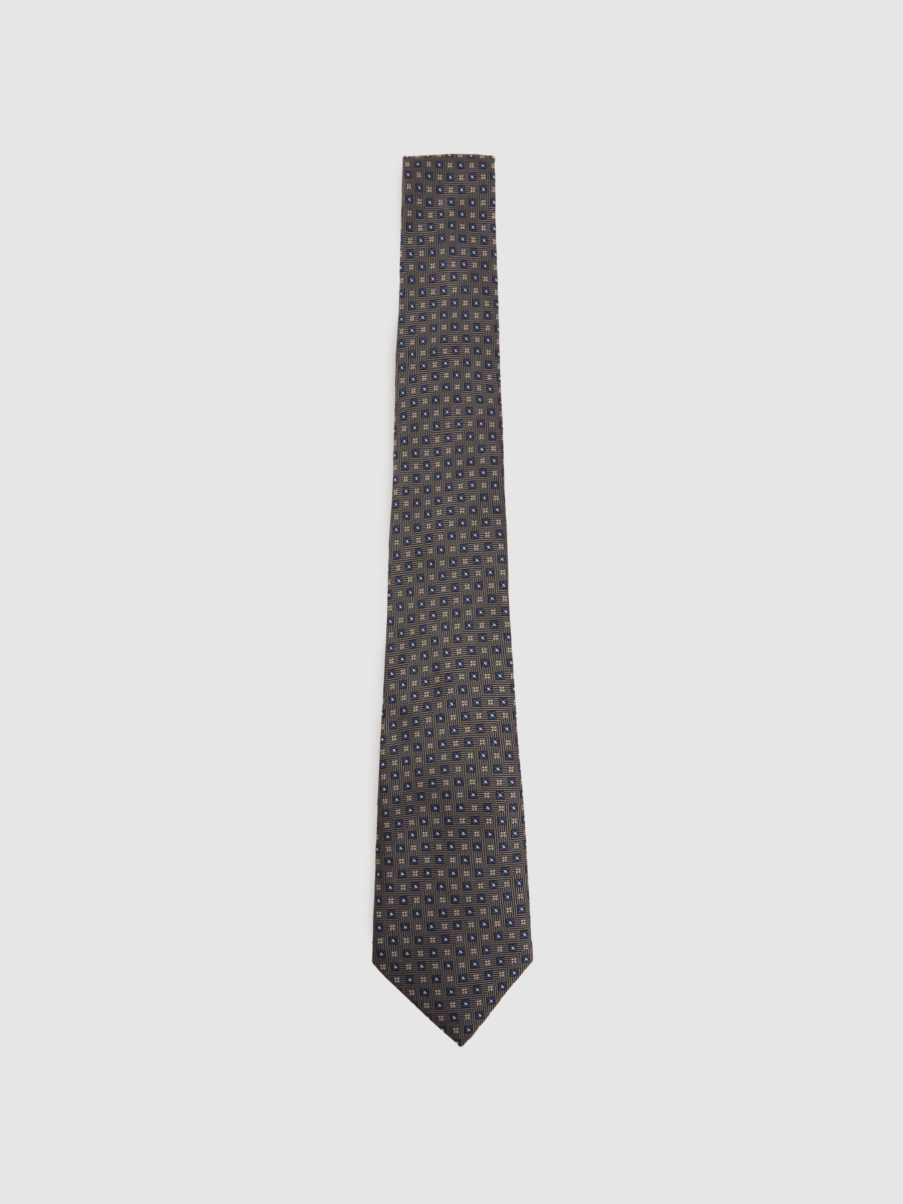 Silk Blend Foulard Floral Tie in Charcoal