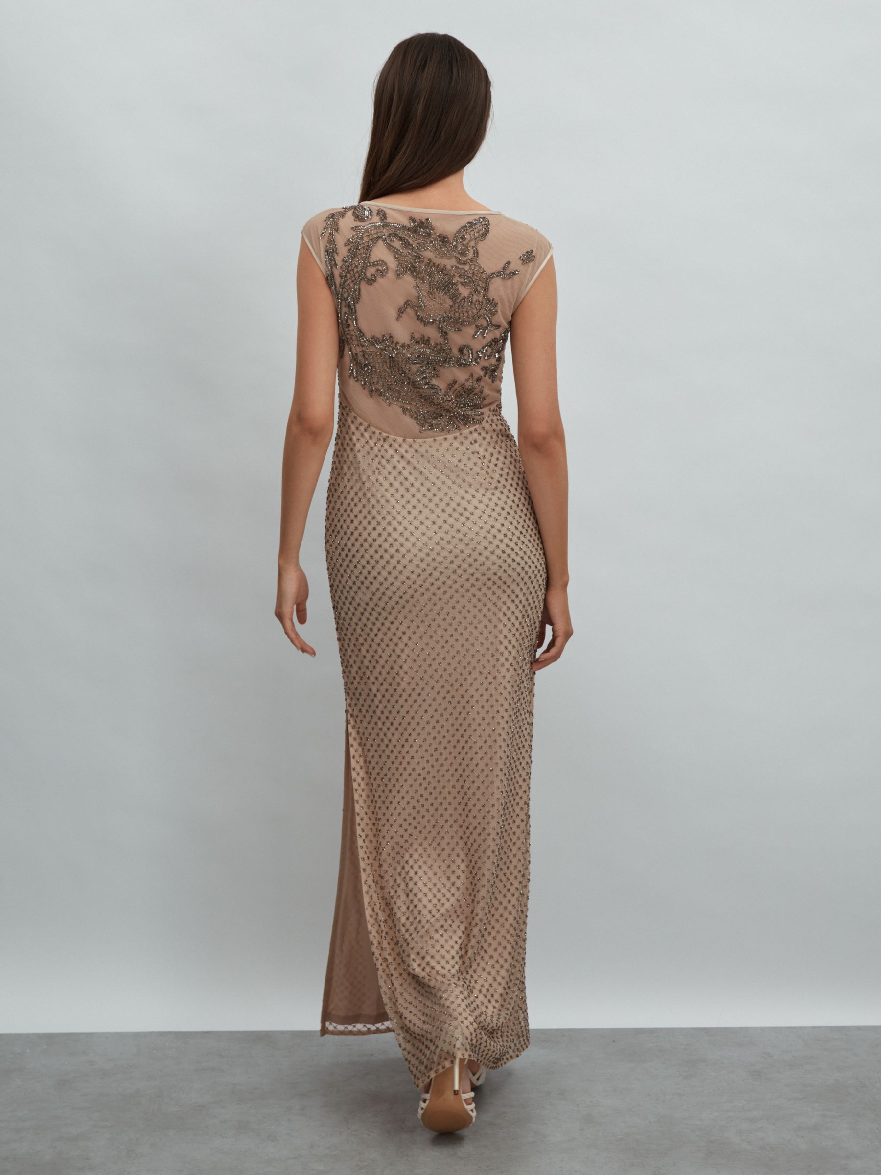 Raishma Embellished Maxi Dress in Nude